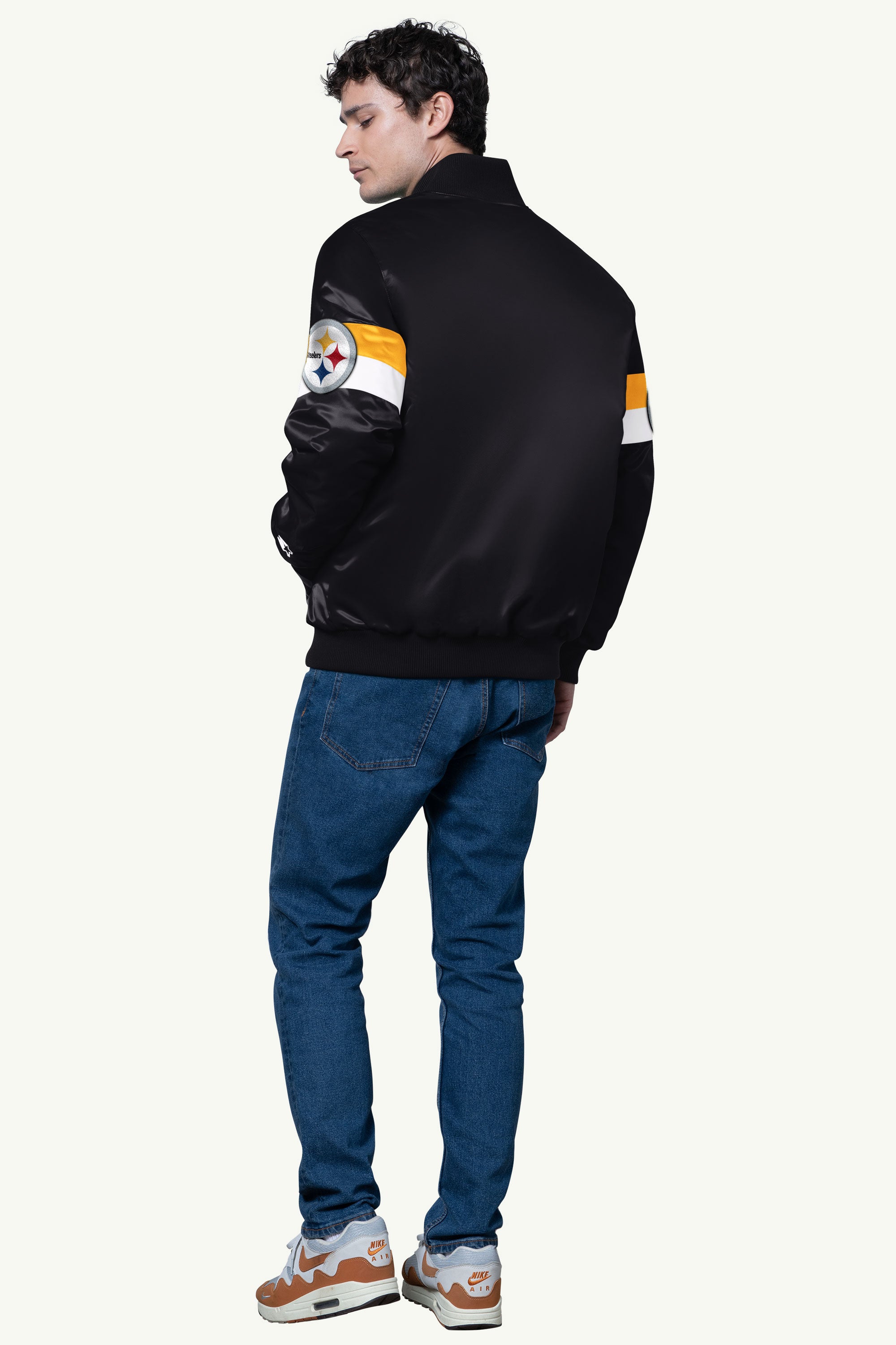 MENS PITTSBURGH STEELERS TRIPLE OPTION SATIN VARSITY JACKET View 2 | NFL MENS PITTSBURGH STEELERS TRIPLE OPTION SATIN VARSITY JACKET View 2 | NFL