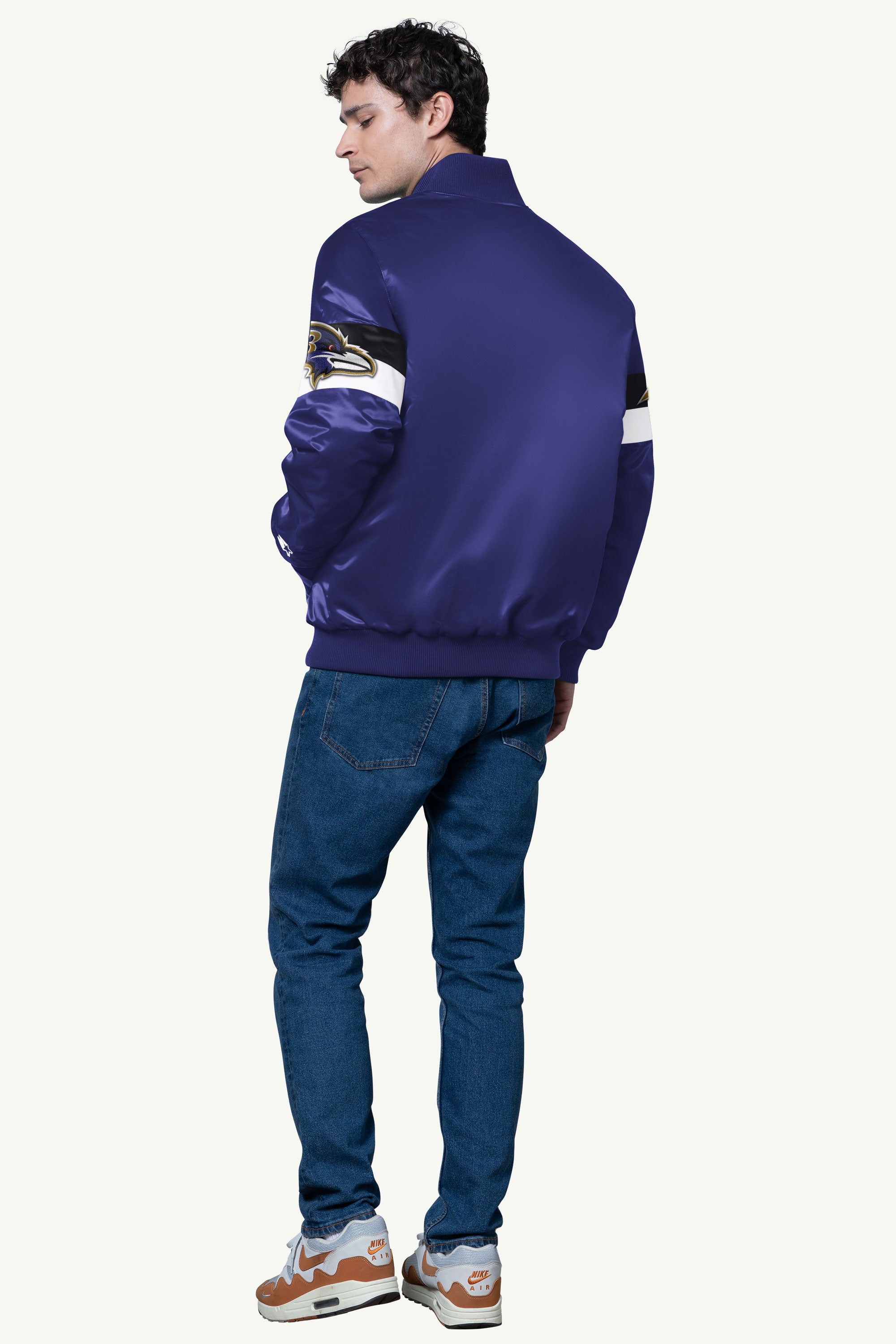 MENS BALTIMORE RAVENS TRIPLE OPTION SATIN VARSITY JACKET View 2 | NFL