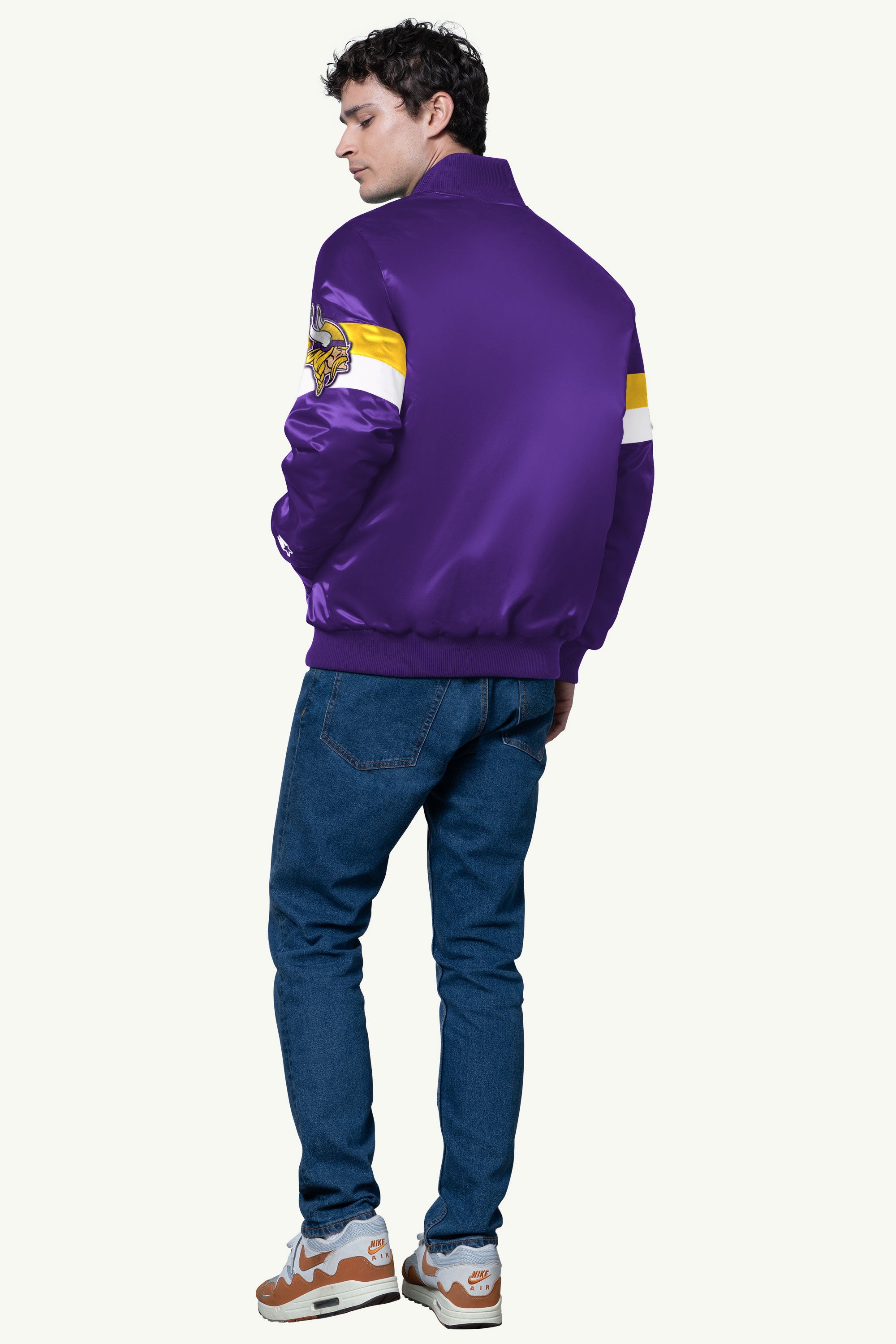 MENS MINNESOTA VIKINGS TRIPLE OPTION SATIN VARSITY JACKET View 3 | NFL