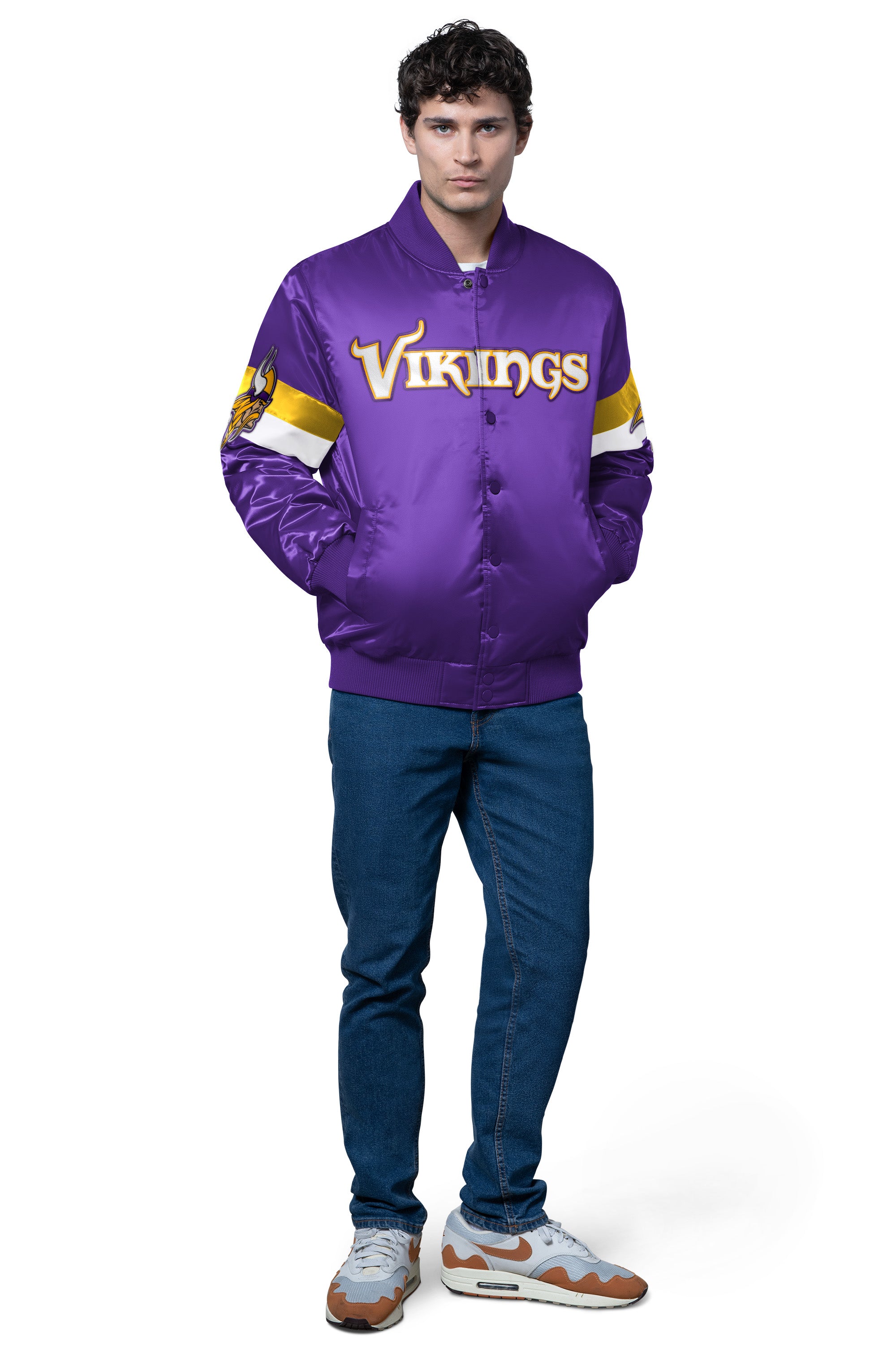 MENS MINNESOTA VIKINGS TRIPLE OPTION SATIN VARSITY JACKET View 2 | NFL MENS MINNESOTA VIKINGS TRIPLE OPTION SATIN VARSITY JACKET View 2 | NFL