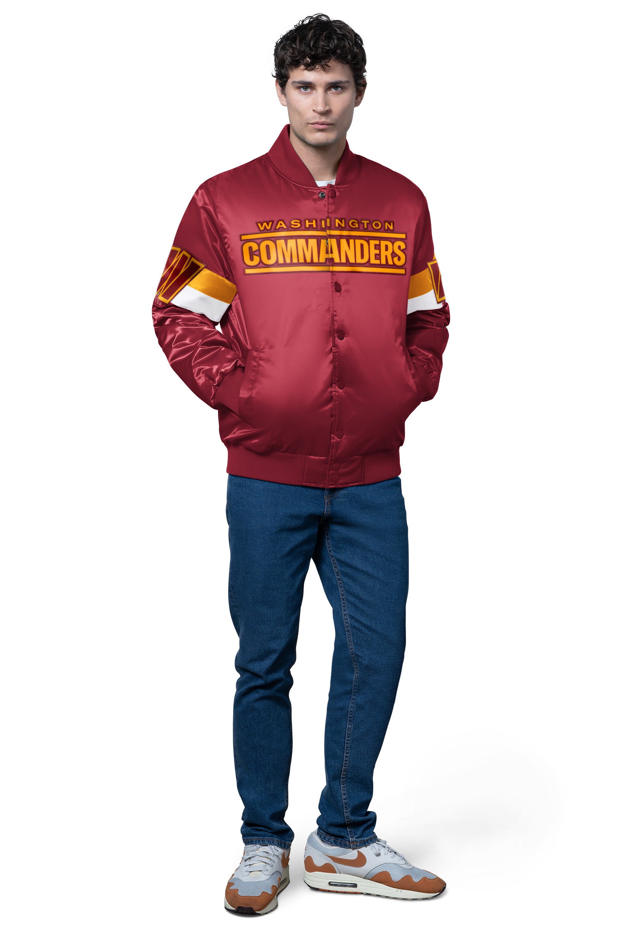 MENS WASHINGTON COMMANDERS TRIPLE OPTION SATIN VARSITY JACKET View 3 | NFL