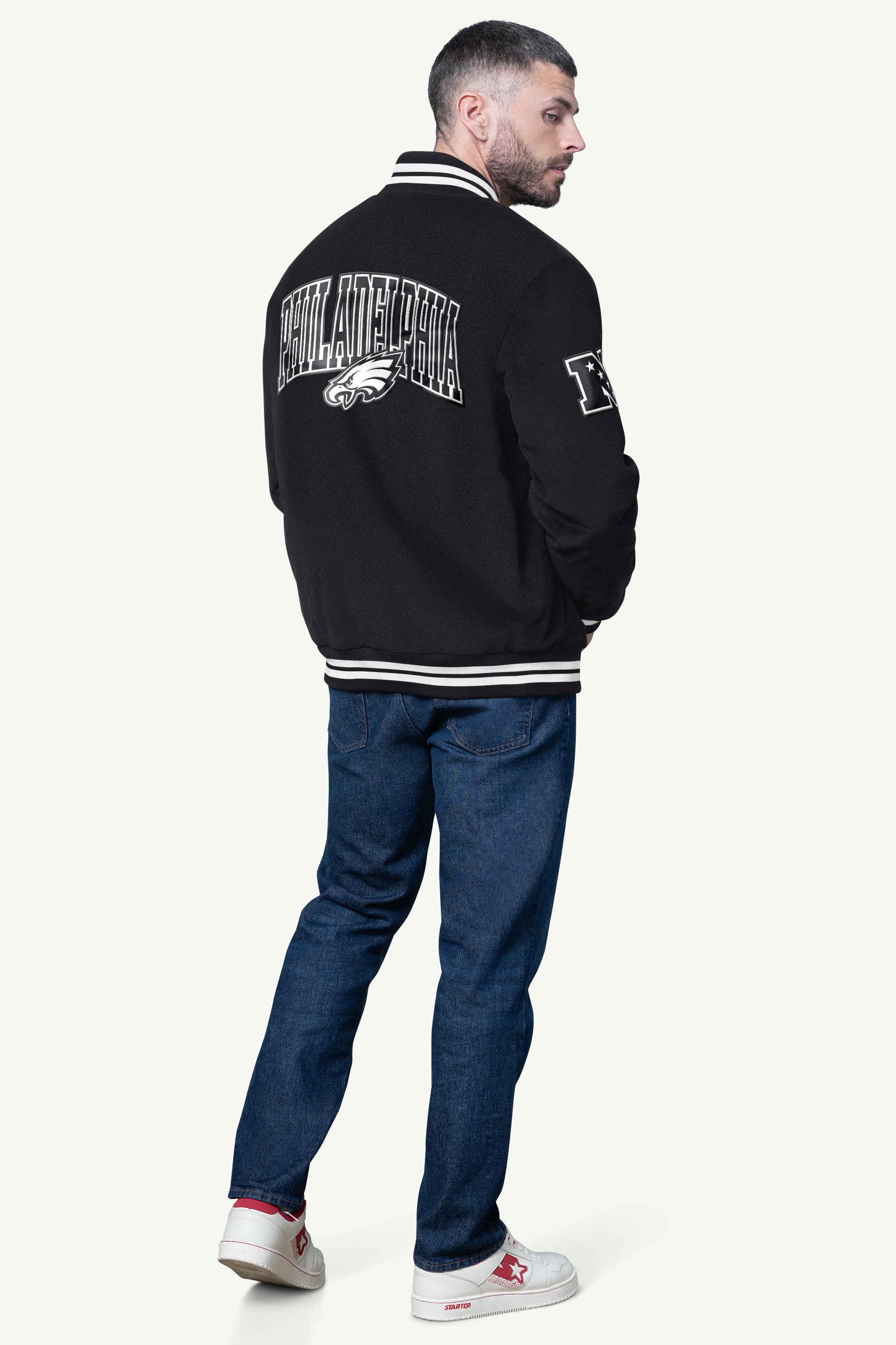 MENS PHILADELPHIA EAGLES BLACKOUT CORDUROY VARSITY JACKET View 3 | NFL