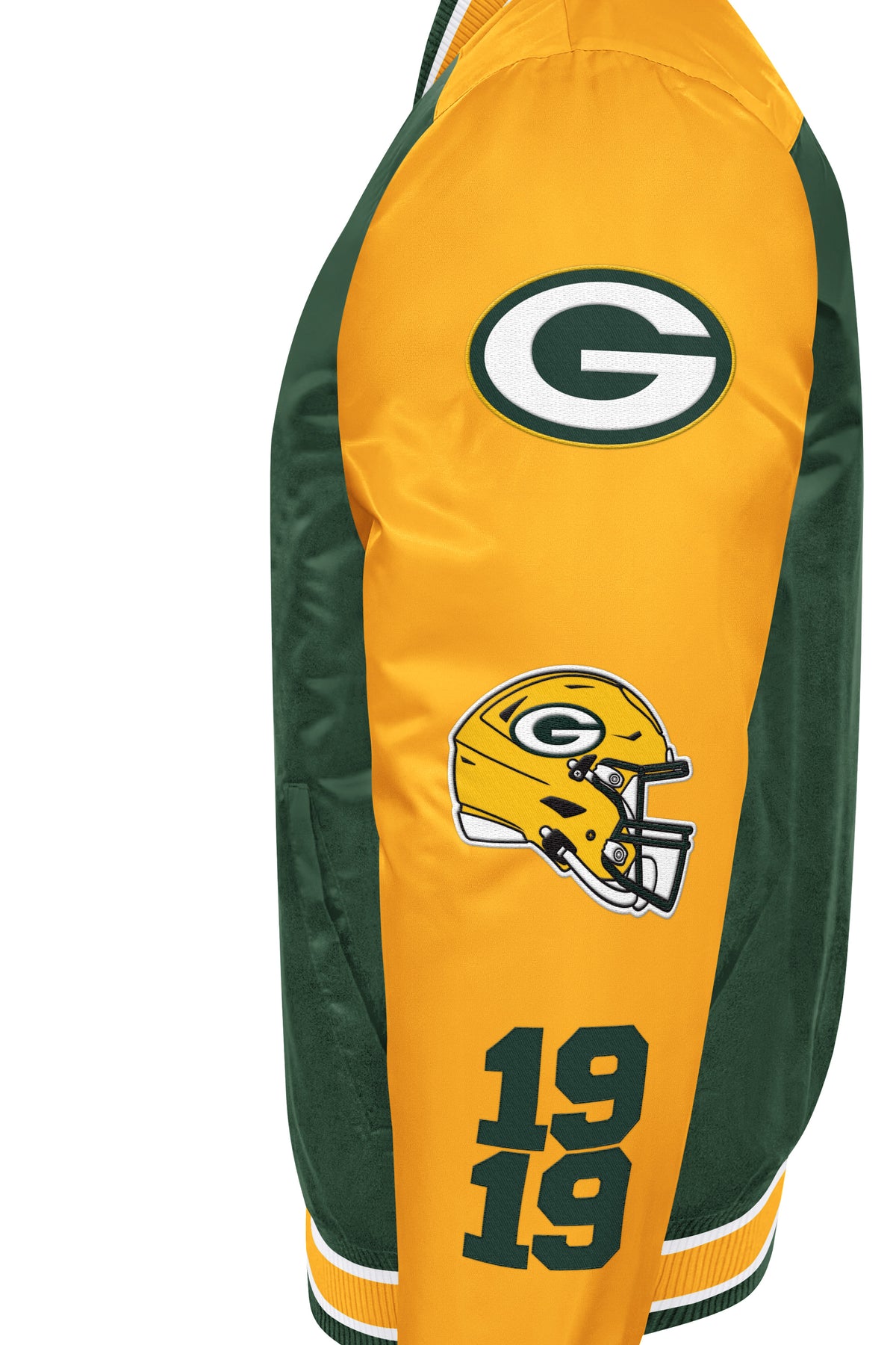 MENS GREEN BAY PACKERS BIG FAN SATIN VARSITY JACKET View 5