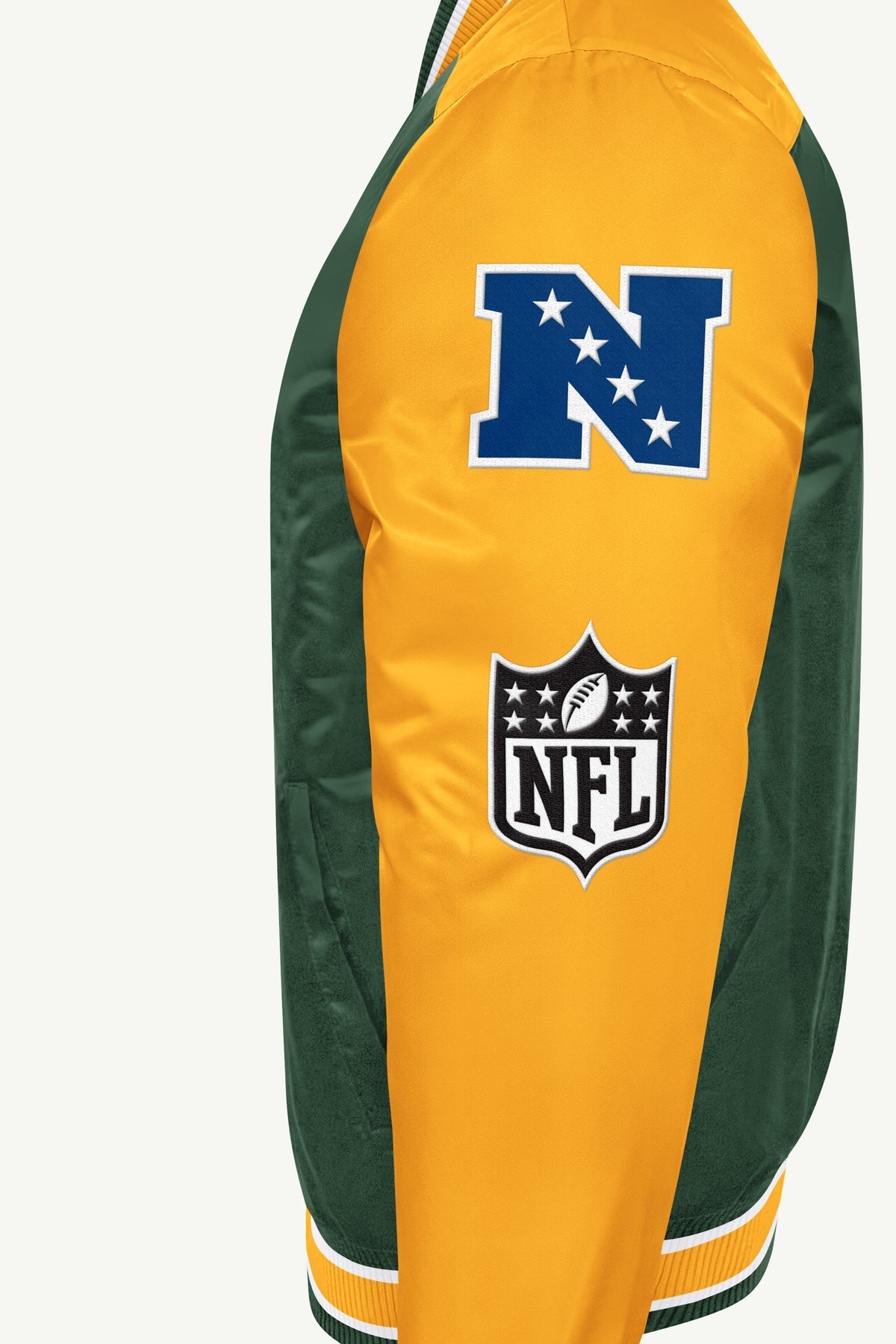 MENS GREEN BAY PACKERS BIG FAN SATIN VARSITY JACKET View 4