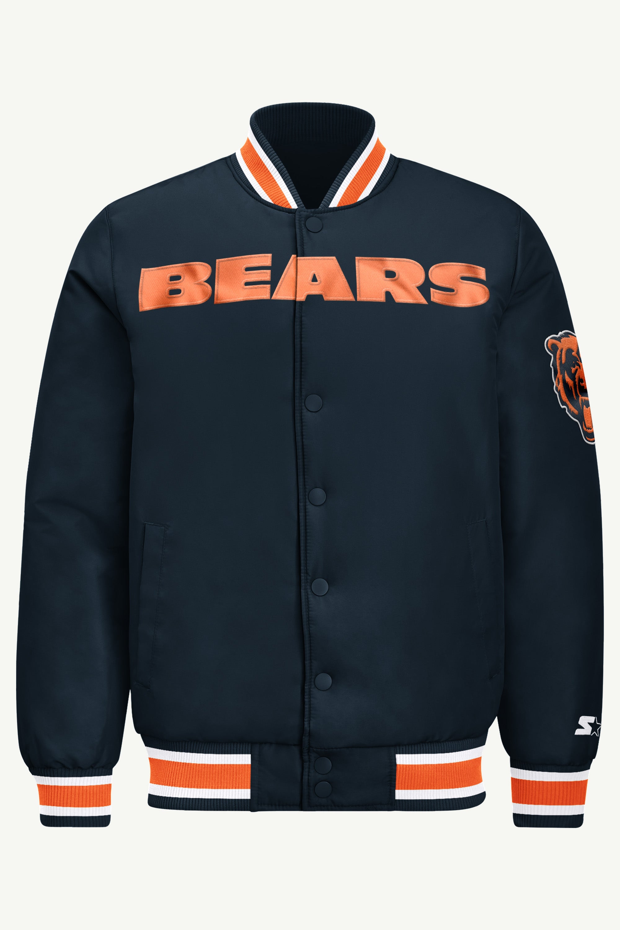 MENS CHICAGO BEARS ACROSS SATIN VARSITY JACKET View 2
