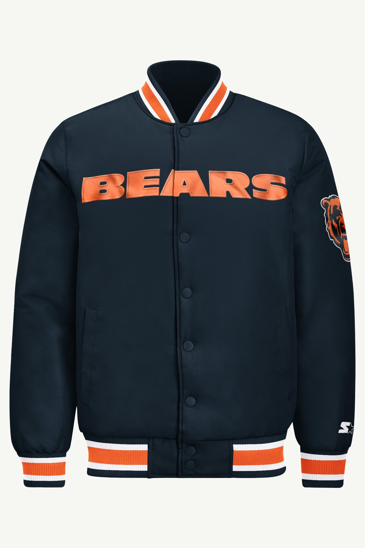 MENS CHICAGO BEARS ACROSS SATIN VARSITY JACKET View 2 | Men's Starter Jackets