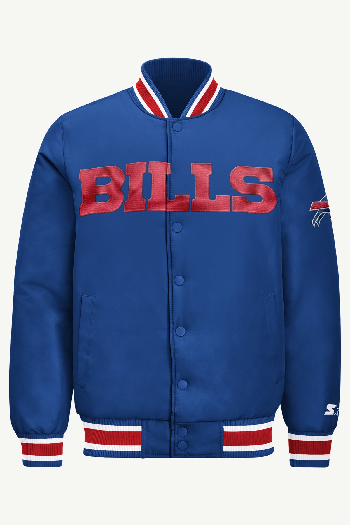 MENS BUFFALO BILLS ACROSS SATIN VARSITY JACKET View 2 | Men's Starter Jackets