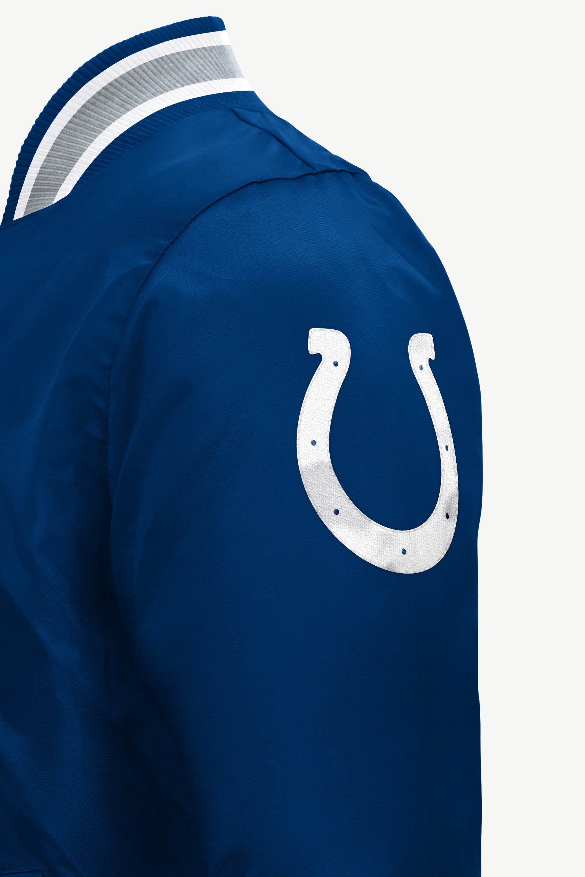 MENS INDIANAPOLIS COLTS ACROSS SATIN VARSITY JACKET View 4 | STARTER JACKETS