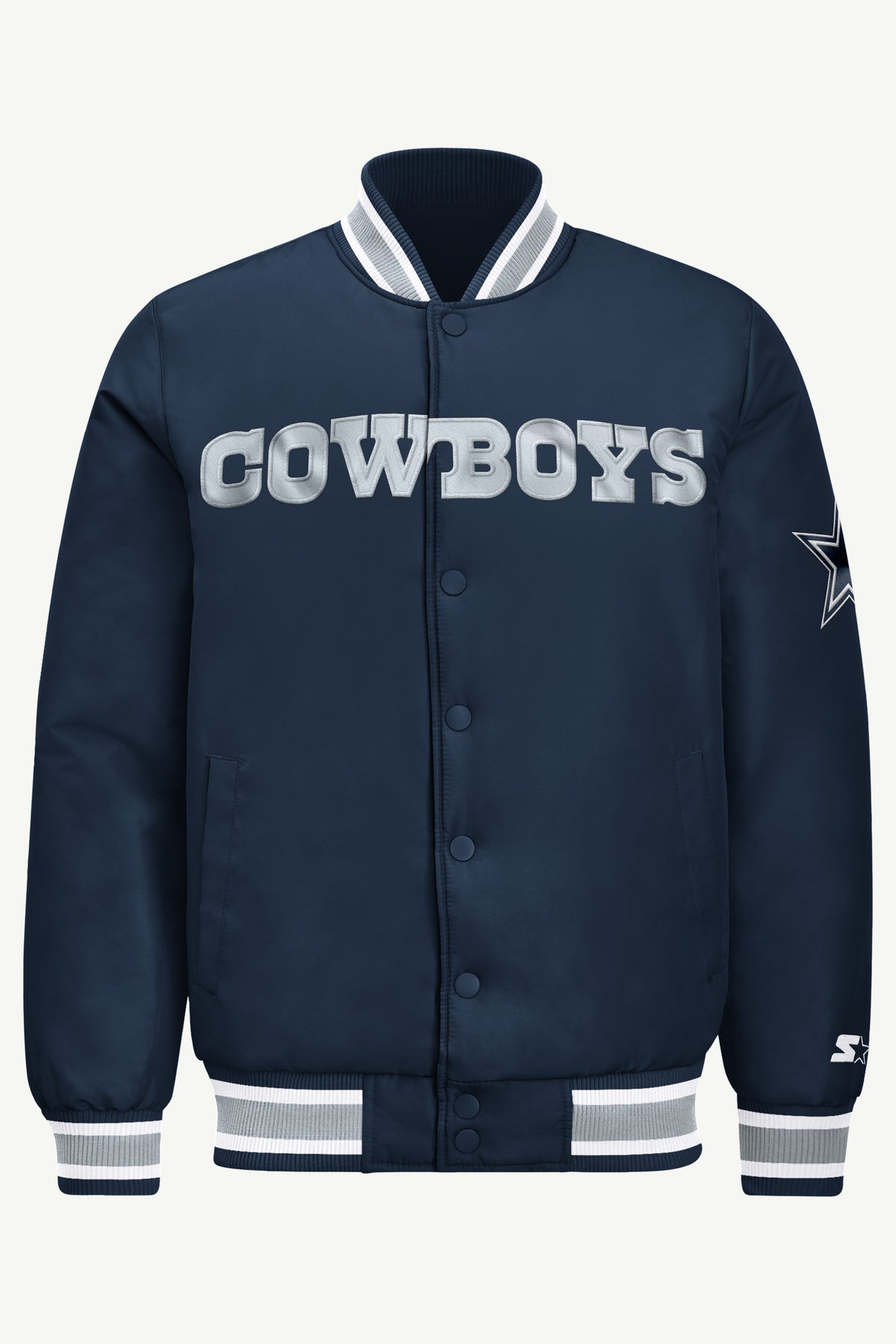 MENS DALLAS COWBOYS ACROSS SATIN VARSITY JACKET View 2 | Men's Starter Jackets