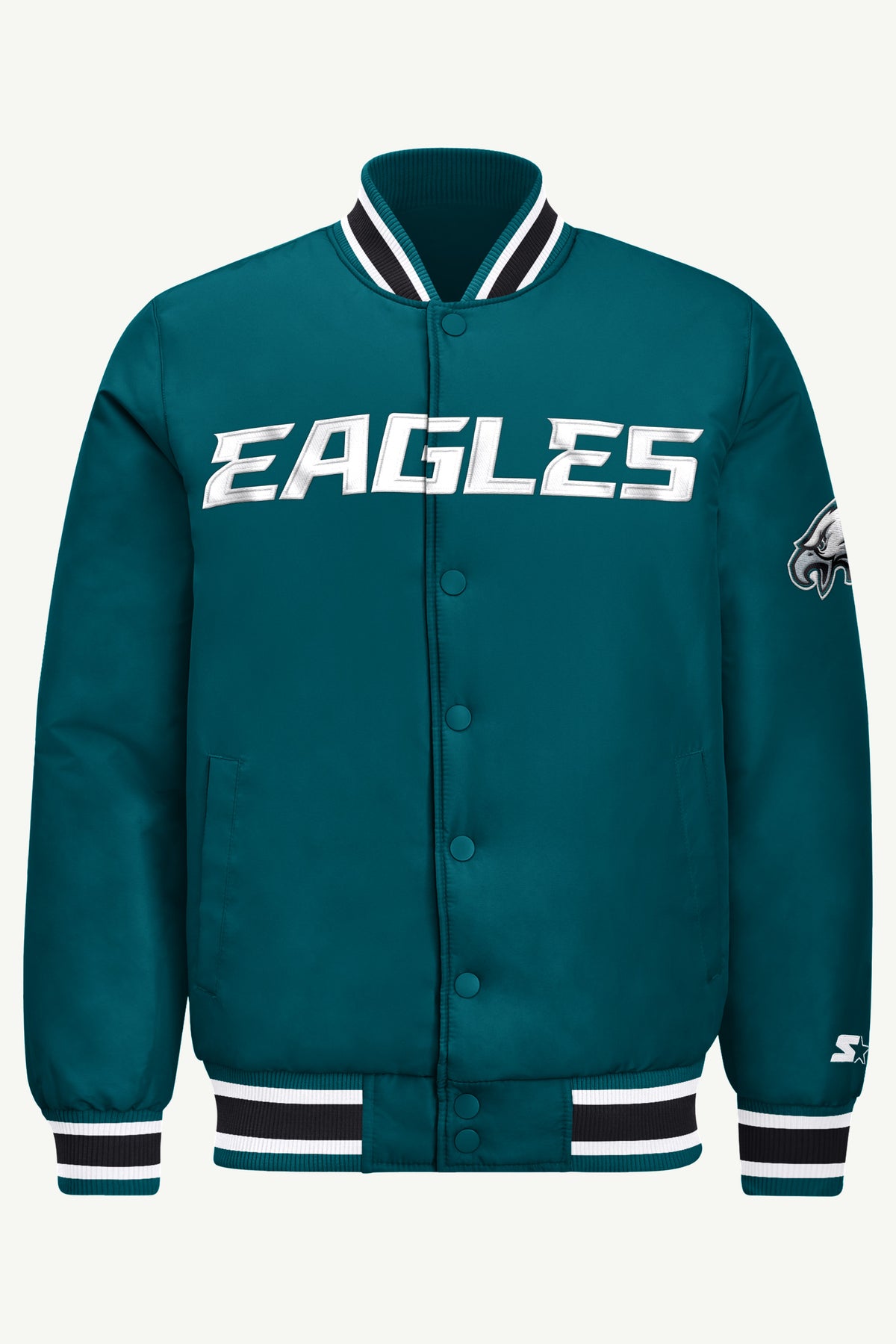 MENS PHILADELPHIA EAGLES ACROSS SATIN VARSITY JACKET View 2 | Men's Starter Jackets