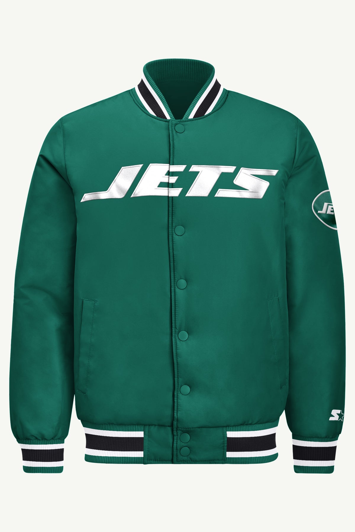MENS NEW YORK JETS ACROSS SATIN VARSITY JACKET View 2 | Men's Starter Jackets