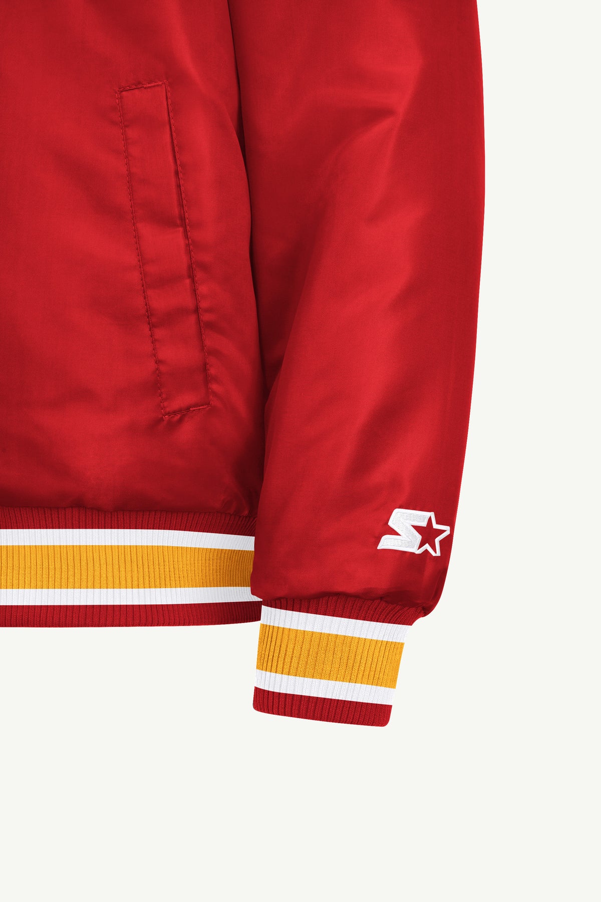 MENS KANSAS CITY CHIEFS ACROSS SATIN VARSITY JACKET View 5 | STARTER JACKETS