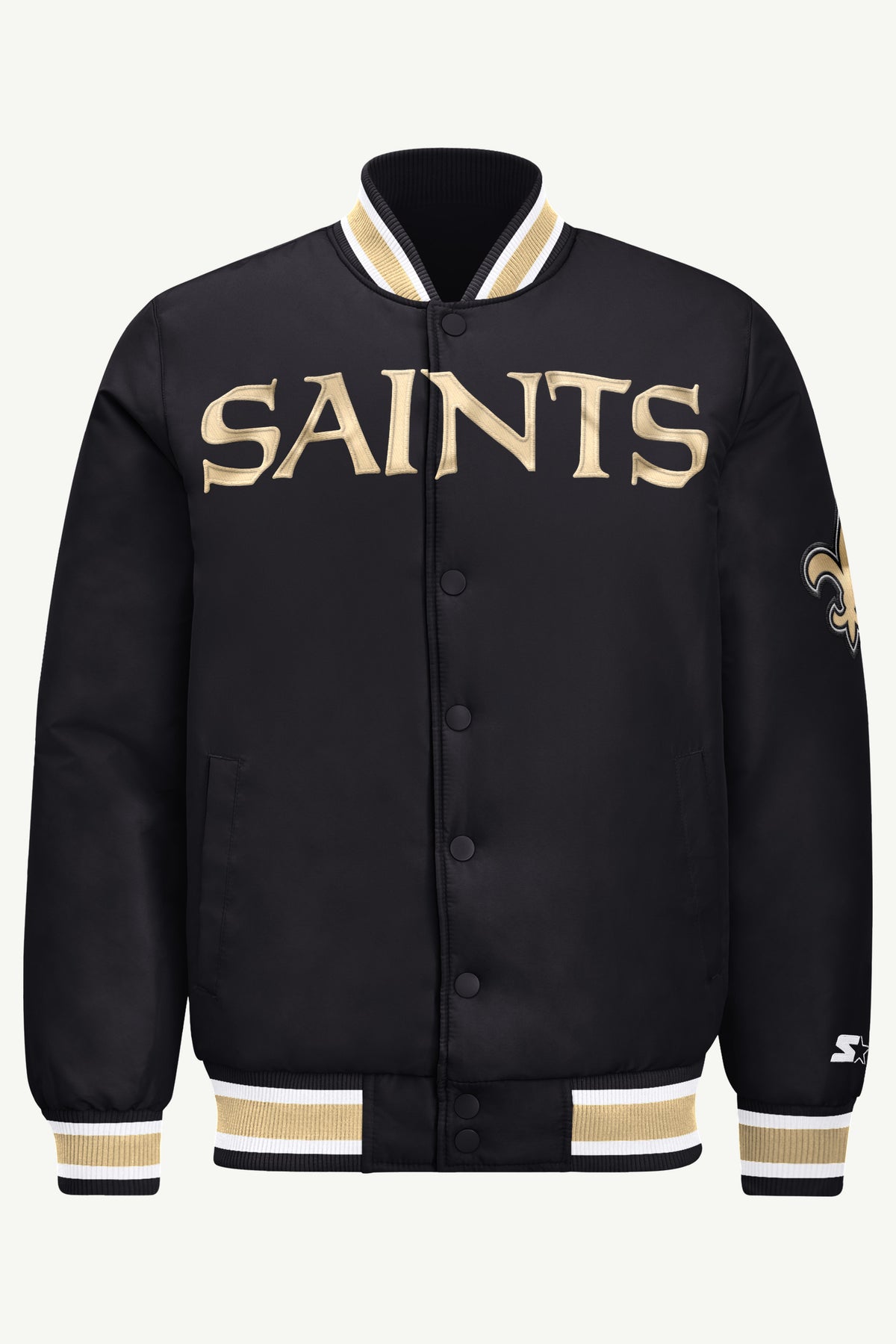 MENS NEW ORLEANS SAINTS ACROSS SATIN VARSITY JACKET View 2