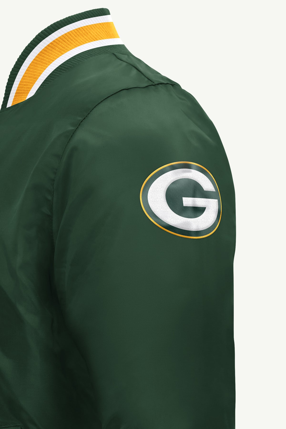 MENS GREEN BAY PACKERS ACROSS SATIN VARSITY JACKET View 4 | STARTER JACKETS