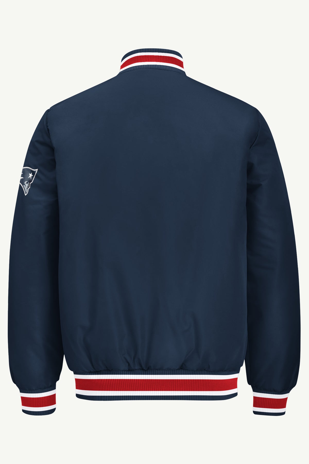 MENS NEW ENGLAND PATRIOTS ACROSS SATIN VARSITY JACKET View 3