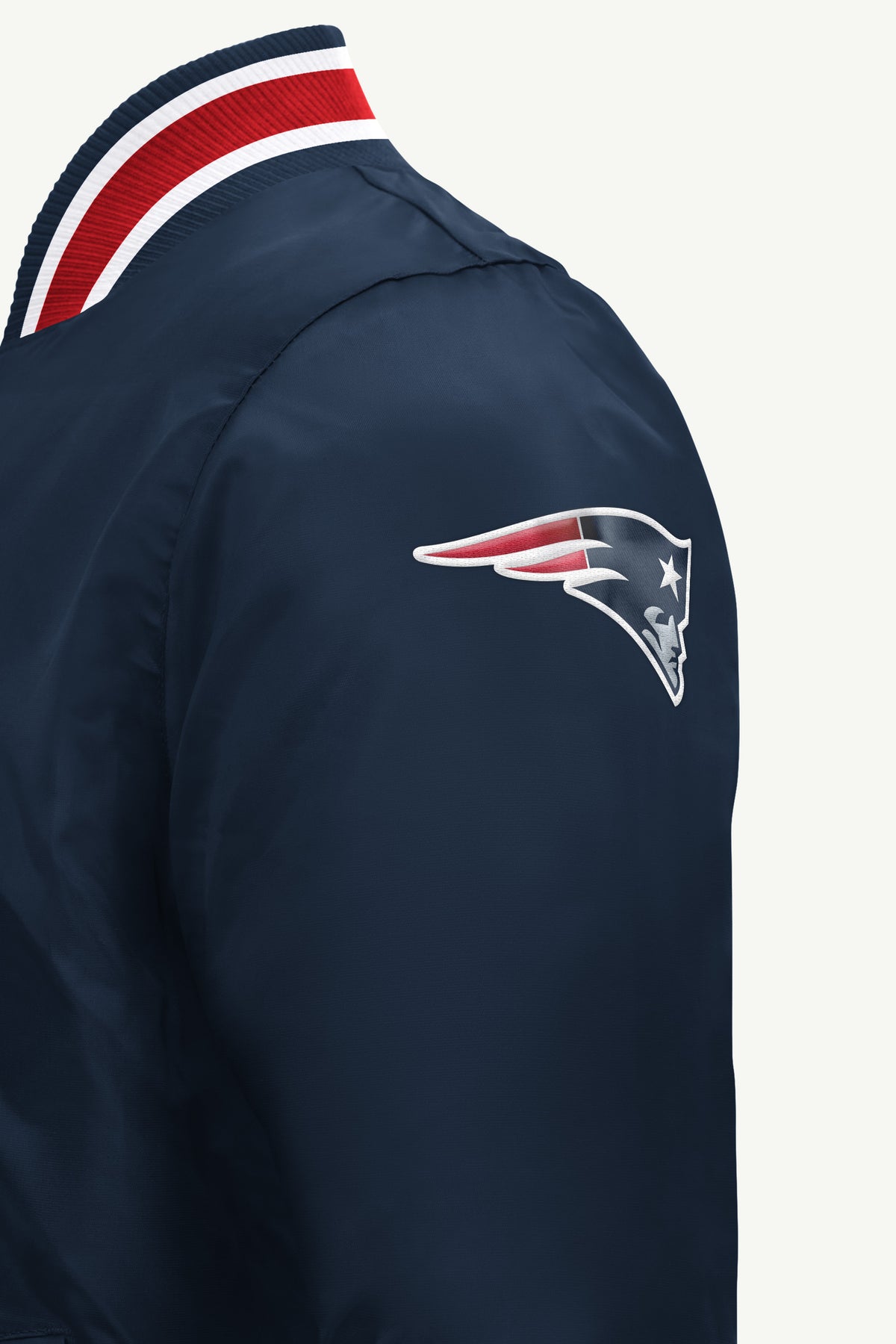MENS NEW ENGLAND PATRIOTS ACROSS SATIN VARSITY JACKET View 4