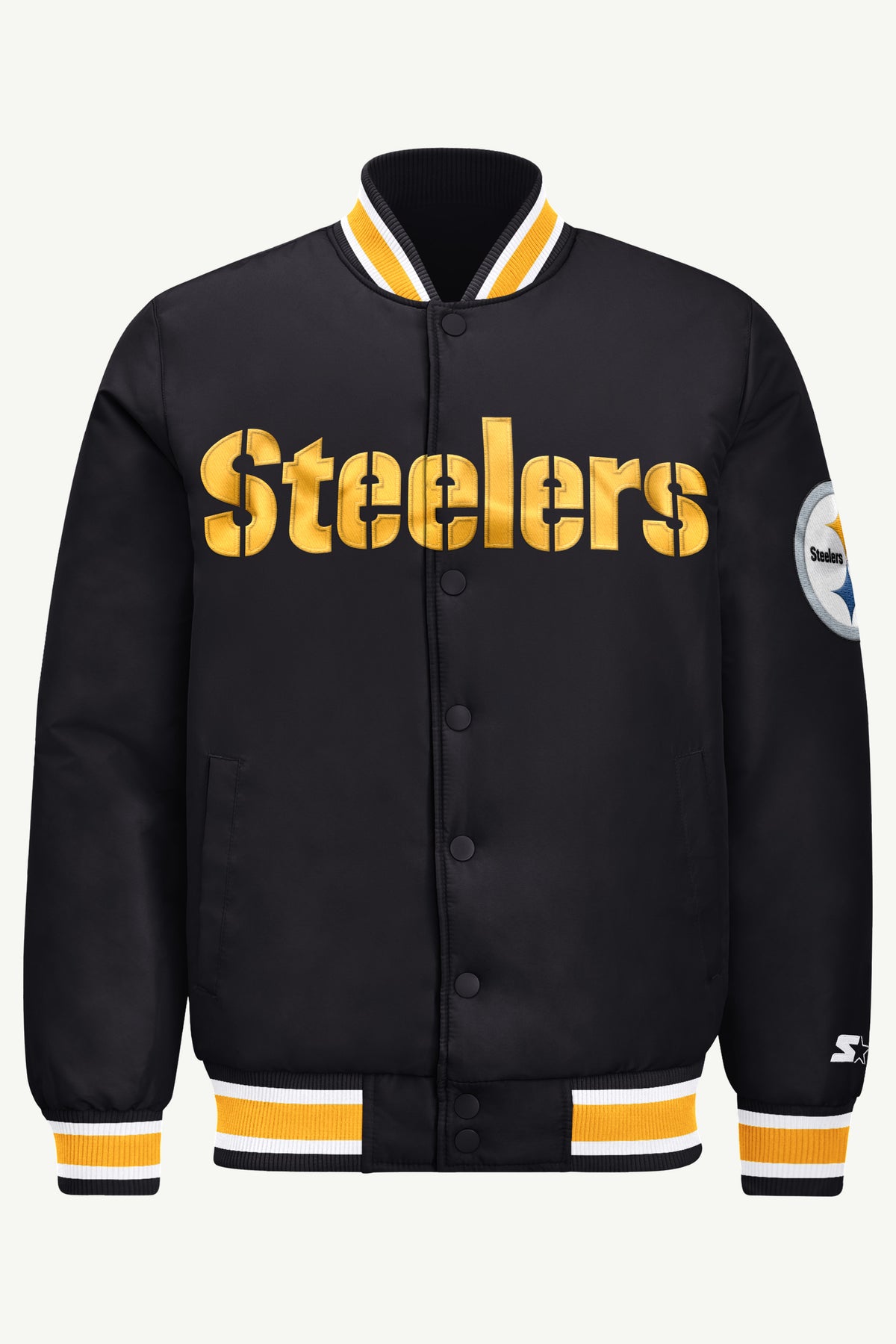 MENS PITTSBURGH STEELERS ACROSS SATIN VARSITY JACKET View 2 | Men's Starter Jackets