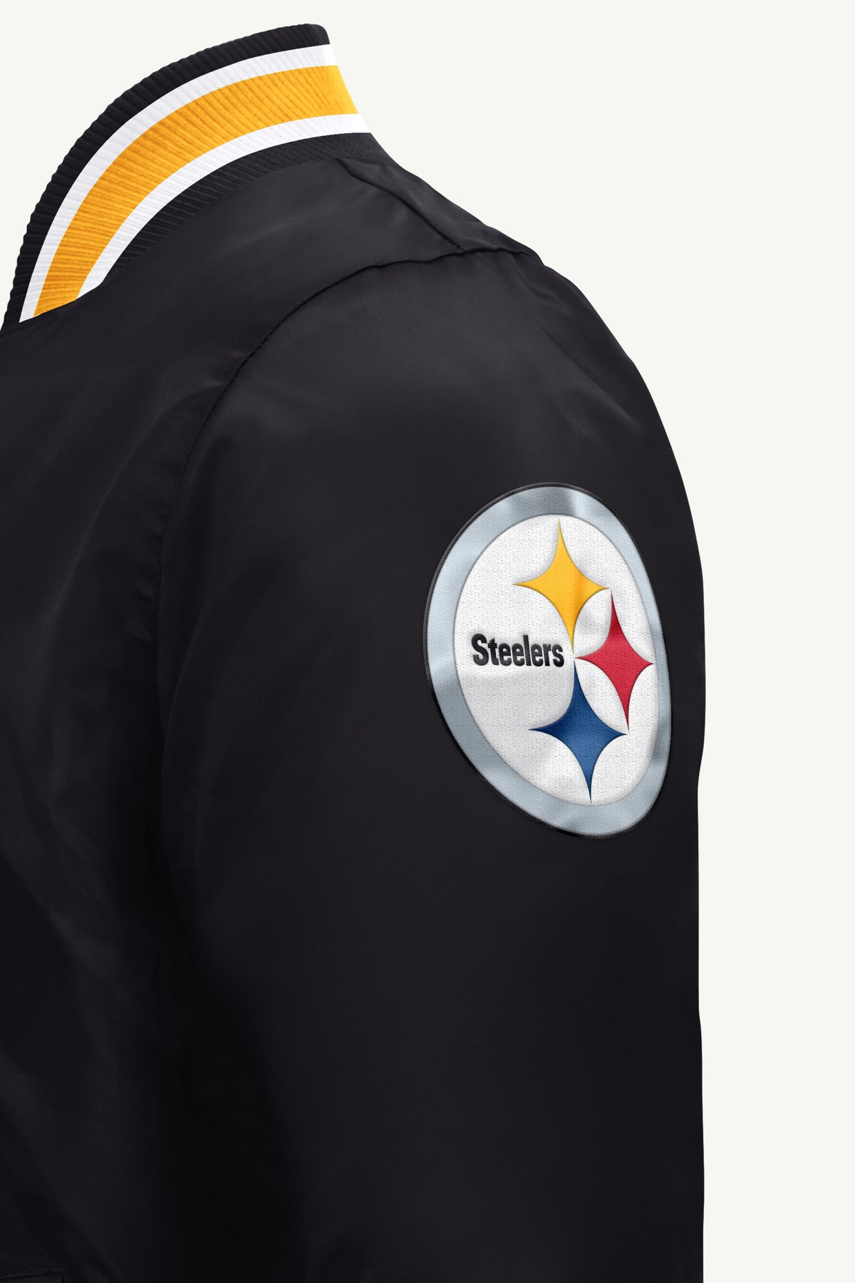 MENS PITTSBURGH STEELERS ACROSS SATIN VARSITY JACKET View 4