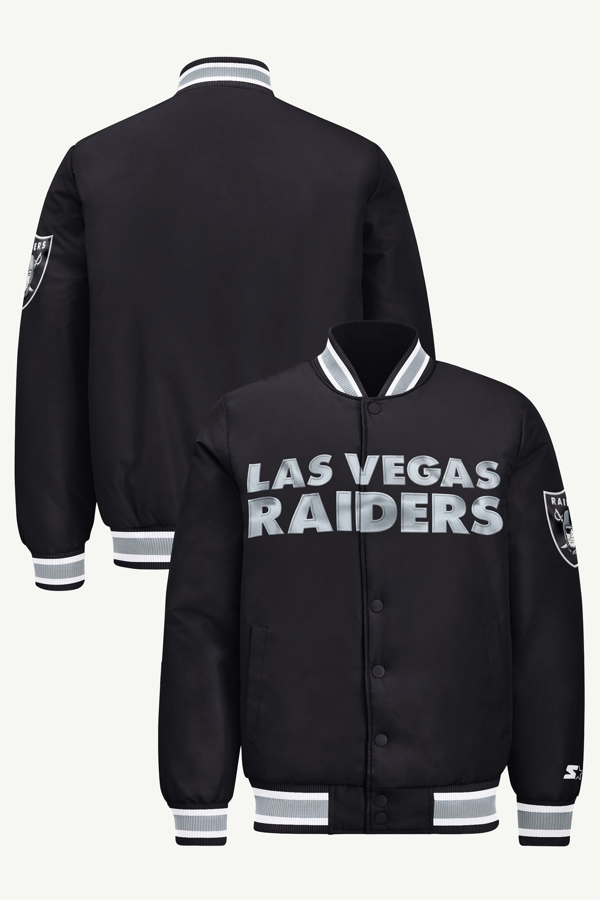 MENS LAS VEGAS RAIDERS ACROSS SATIN VARSITY JACKET View 1 | Father's Day Shop
