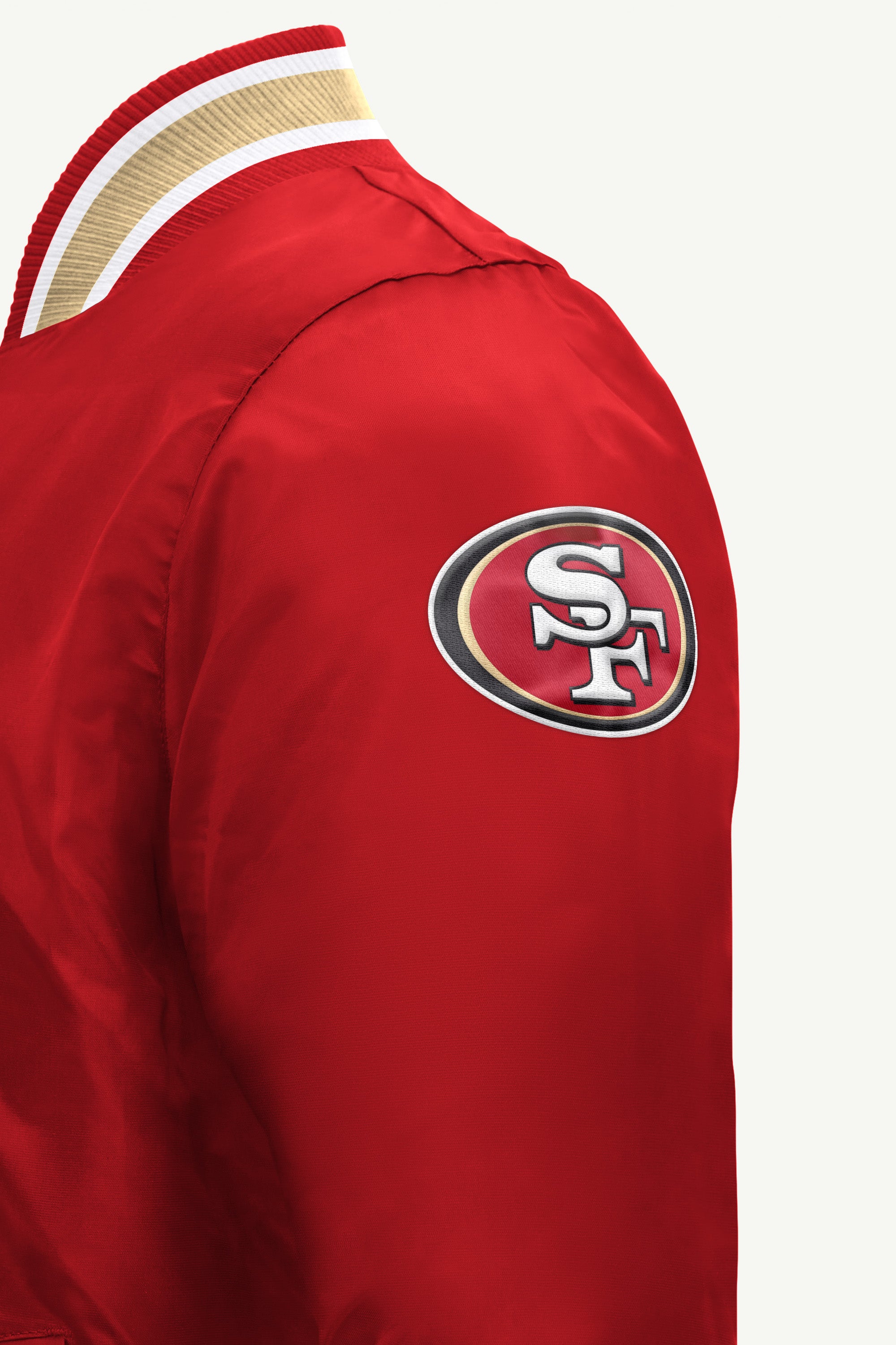 MENS SAN FRANCISCO 49ERS ACROSS SATIN VARSITY JACKET View 4 | STARTER JACKETS