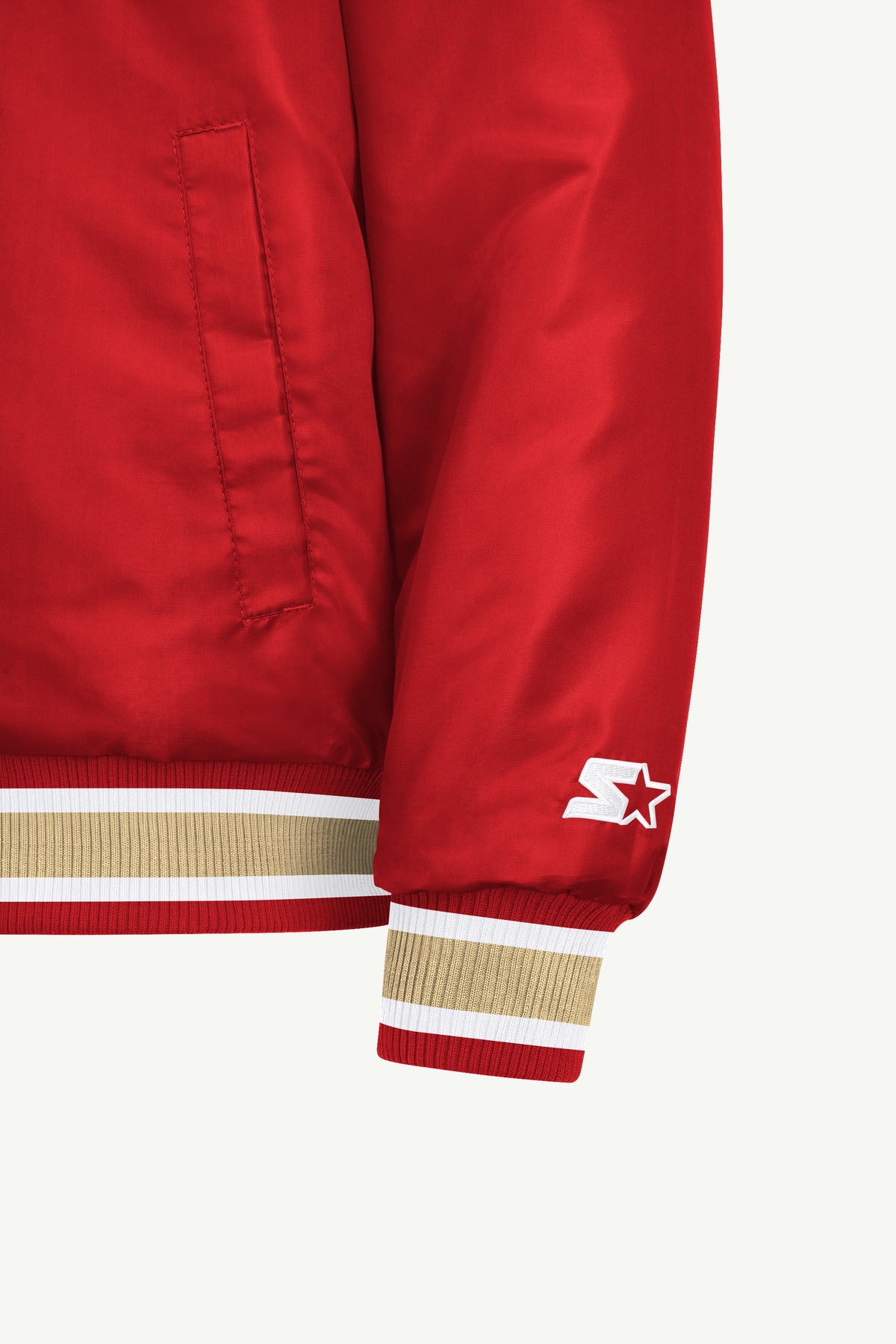 MENS SAN FRANCISCO 49ERS ACROSS SATIN VARSITY JACKET View 5 | STARTER JACKETS