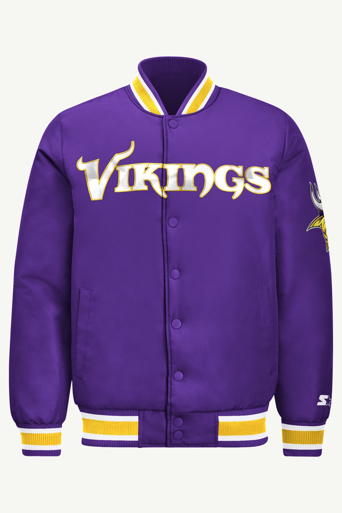 MENS MINNESOTA VIKINGS ACROSS SATIN VARSITY JACKET View 2 | STARTER JACKETS