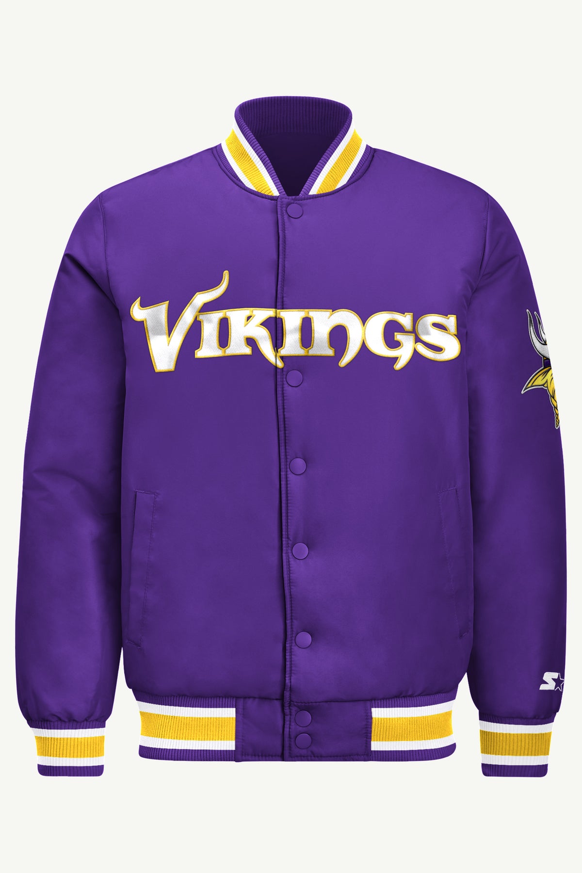 MENS MINNESOTA VIKINGS ACROSS SATIN VARSITY JACKET View 2 | Men's Starter Jackets