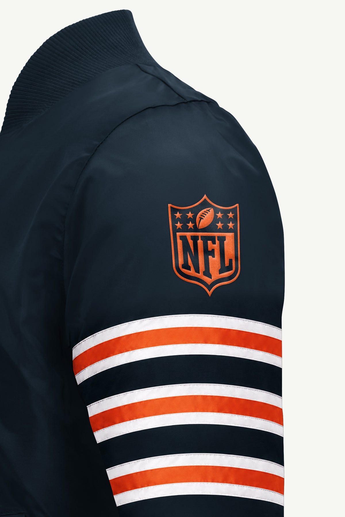 MENS CHICAGO BEARS STRIPE SLEEVE VARSITY JACKET View 4 | STARTER JACKETS