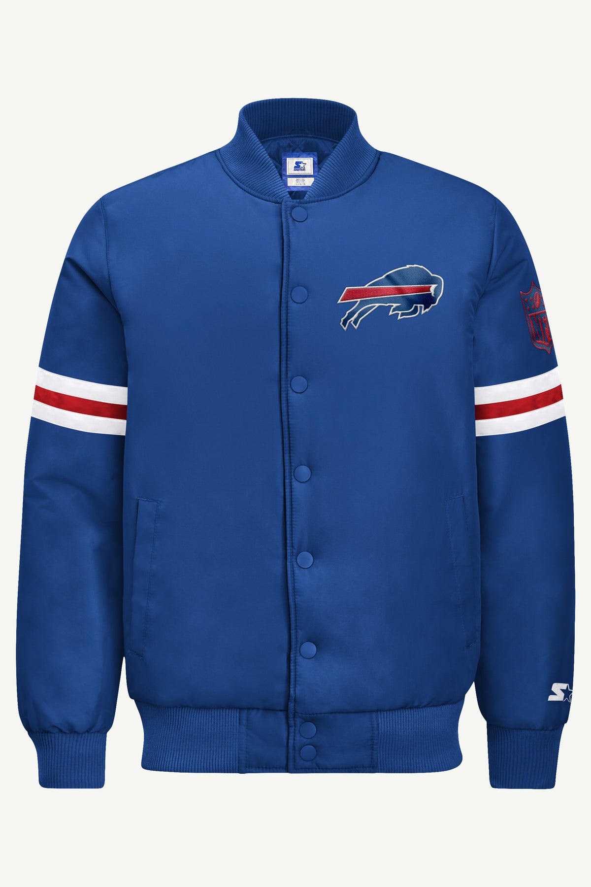 MENS BUFFALO BILLS STRIPE SLEEVE VARSITY JACKET View 2
