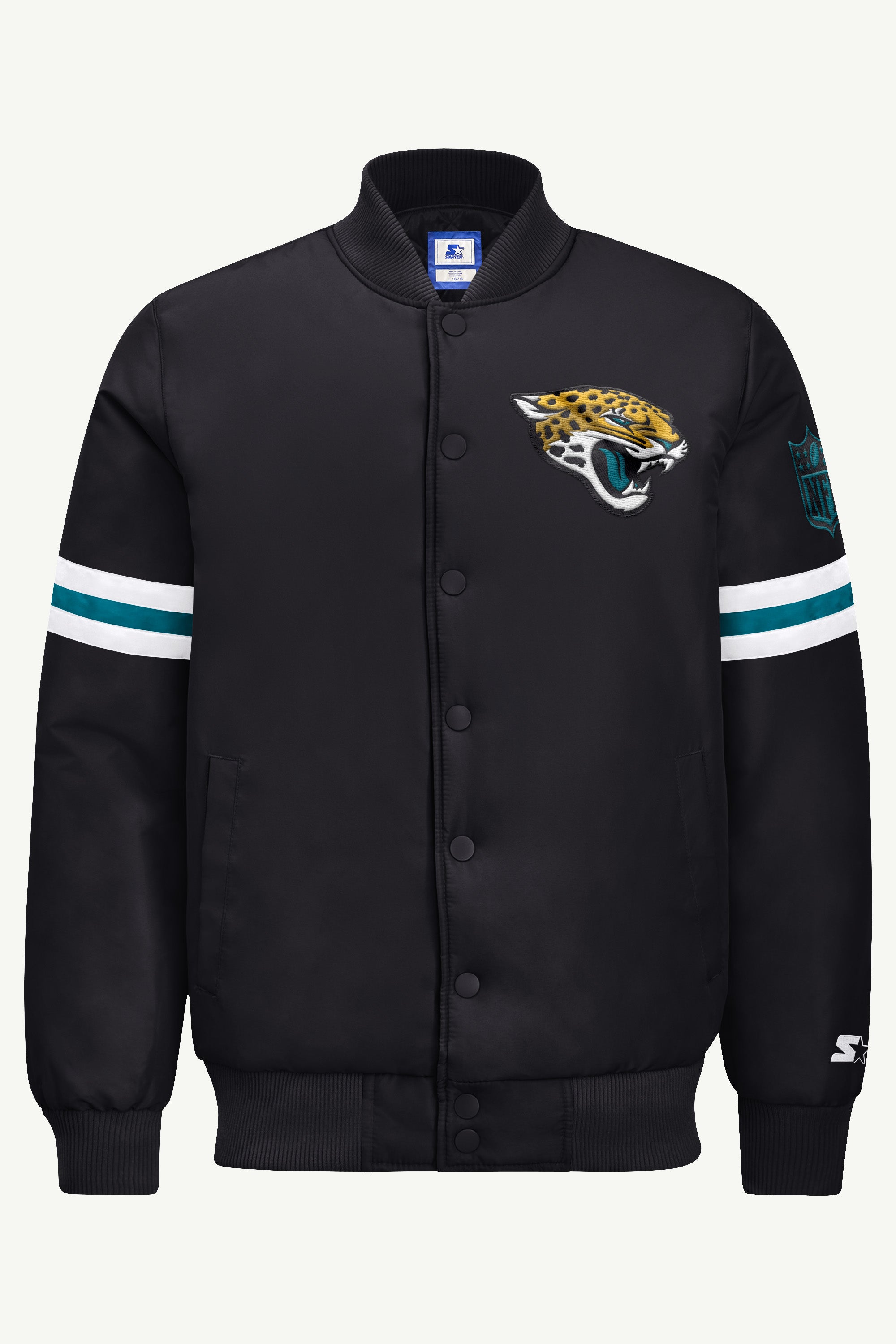 MENS JACKSONVILLE JAGUARS STRIPE SLEEVE VARSITY JACKET View 2