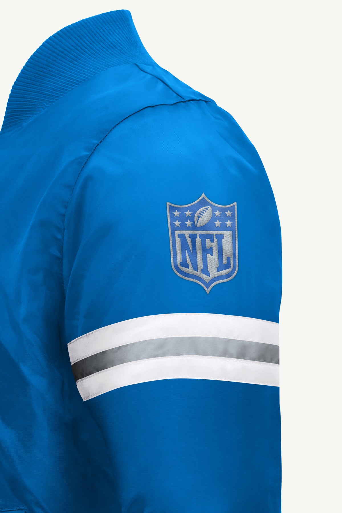MENS DETROIT LIONS STRIPE SLEEVE VARSITY JACKET View 4 | STARTER JACKETS