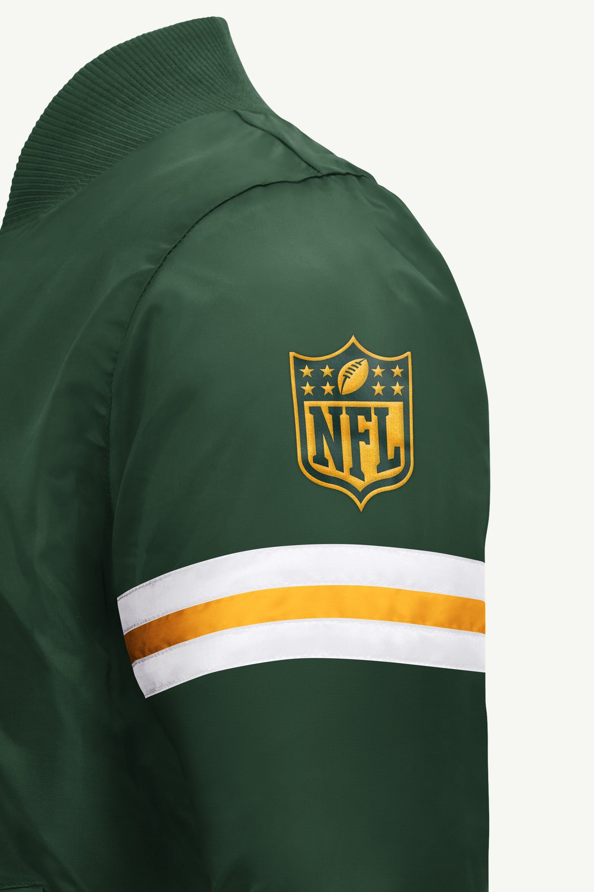 MENS GREEN BAY PACKERS STRIPE SLEEVE VARSITY JACKET View 4 | STARTER JACKETS