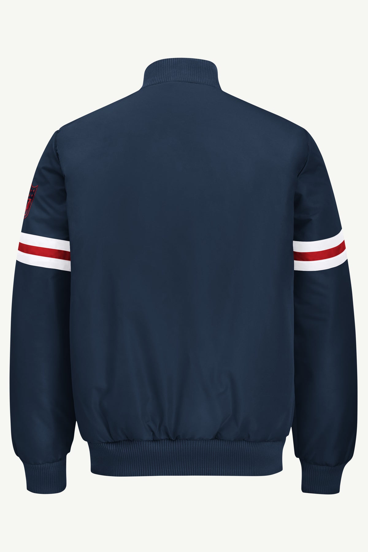 MENS NEW ENGLAND PATRIOTS STRIPE SLEEVE VARSITY JACKET View 3