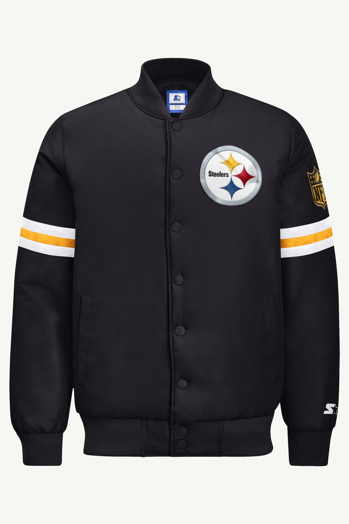 MENS PITTSBURGH STEELERS STRIPE SLEEVE VARSITY JACKET View 2