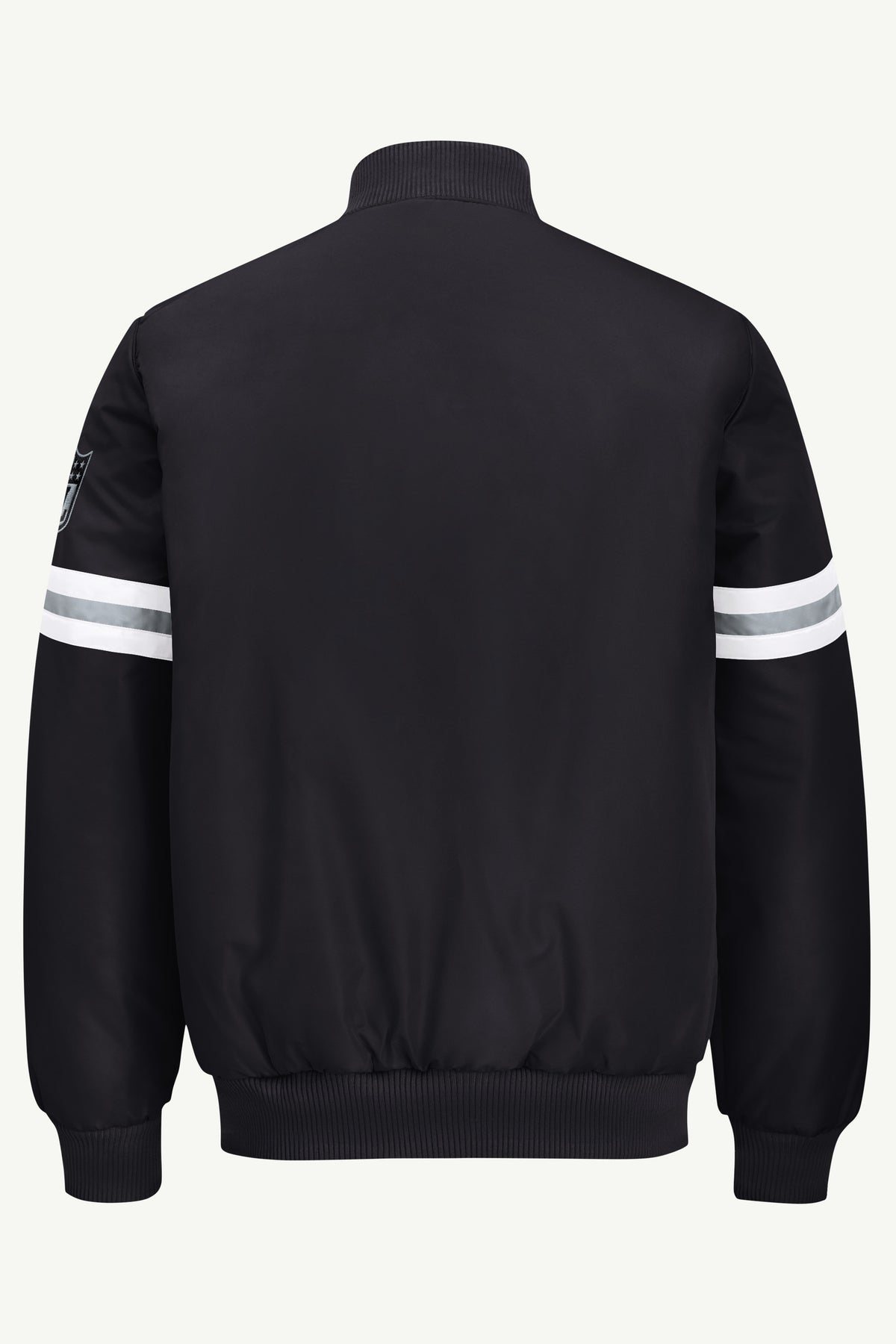 MENS LAS VEGAS RAIDERS STRIPE SLEEVE VARSITY JACKET View 3