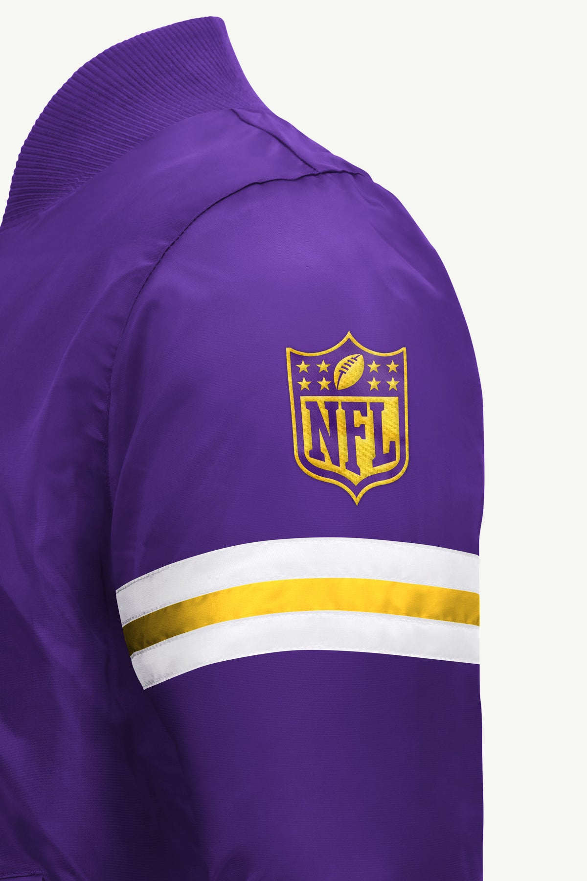 MENS MINNESOTA VIKINGS STRIPE SLEEVE VARSITY JACKET View 4 | STARTER JACKETS