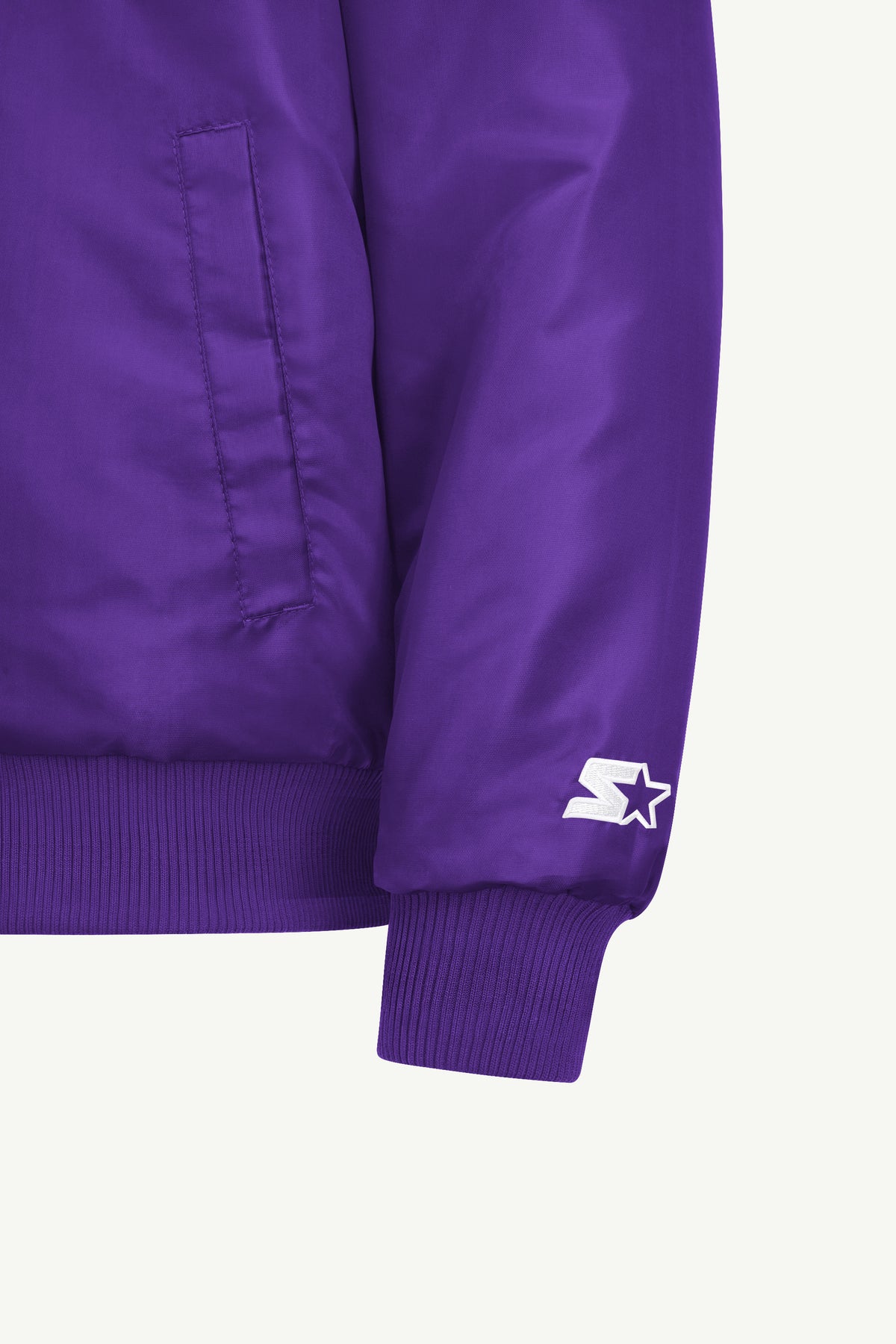 MENS MINNESOTA VIKINGS STRIPE SLEEVE VARSITY JACKET View 5 | STARTER JACKETS