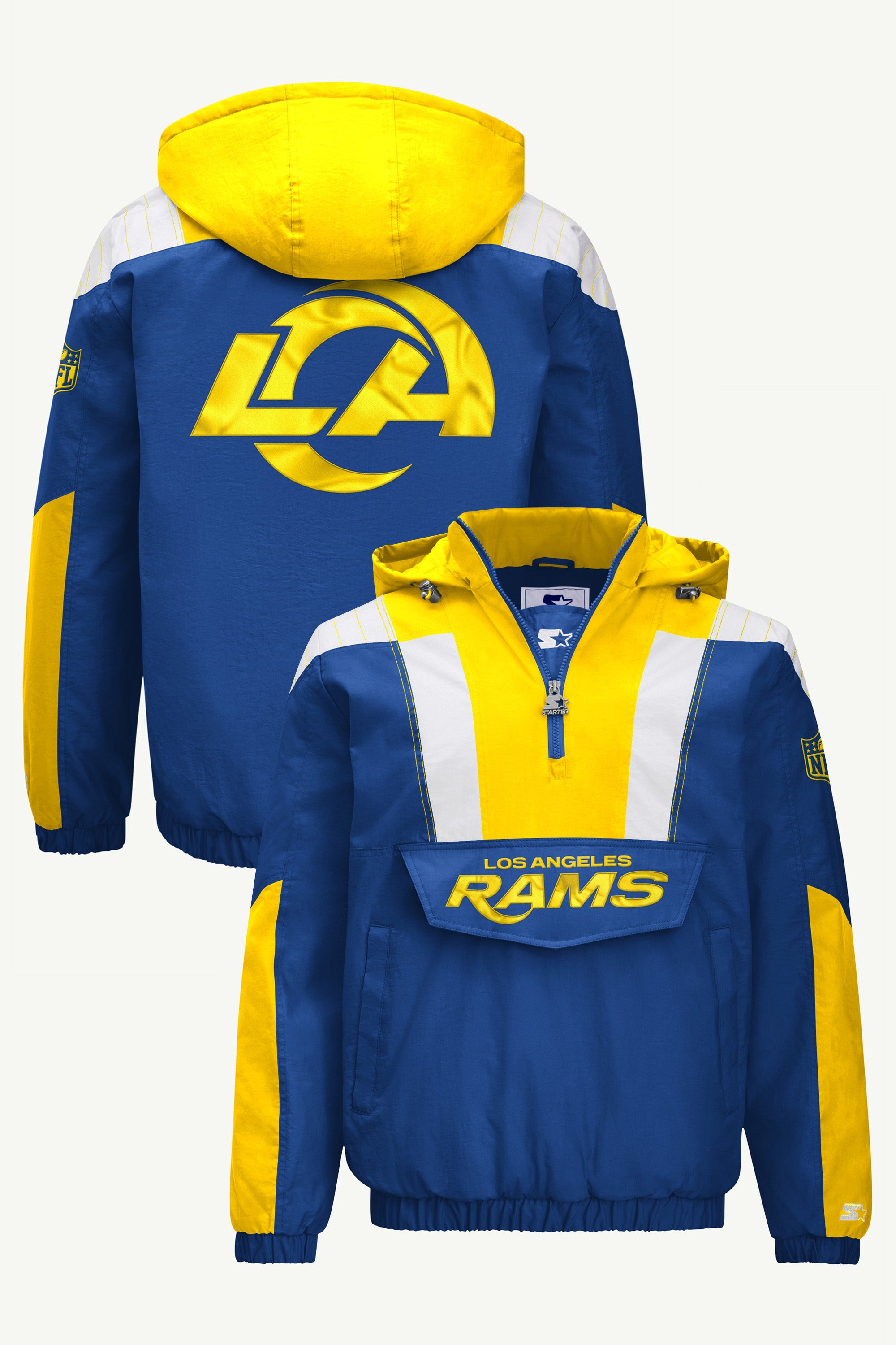 Mens Los Angeles Rams Triangle Printed Graphic Satin Varsity