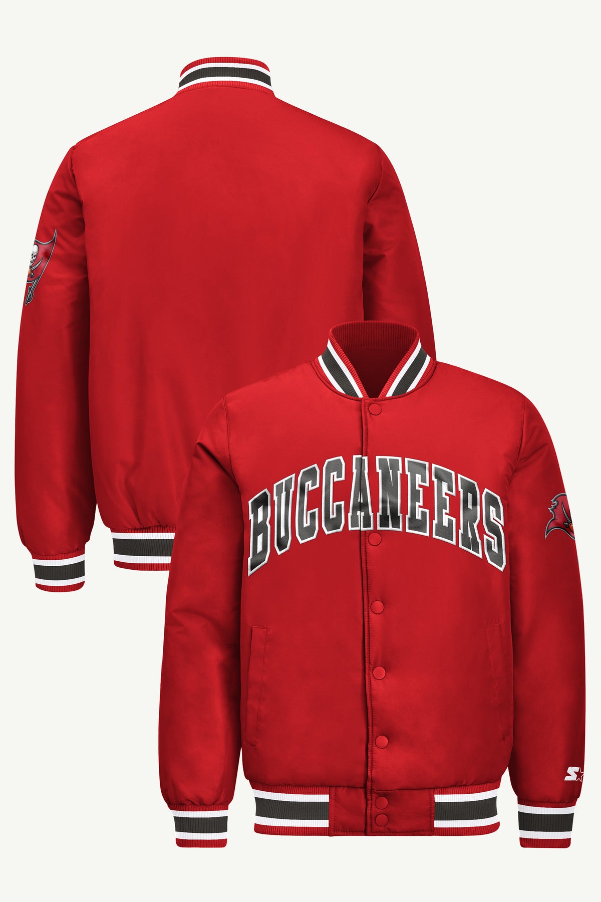 MENS TAMPA BAY BUCCANEERS ACROSS SATIN VARSITY JACKET View 1