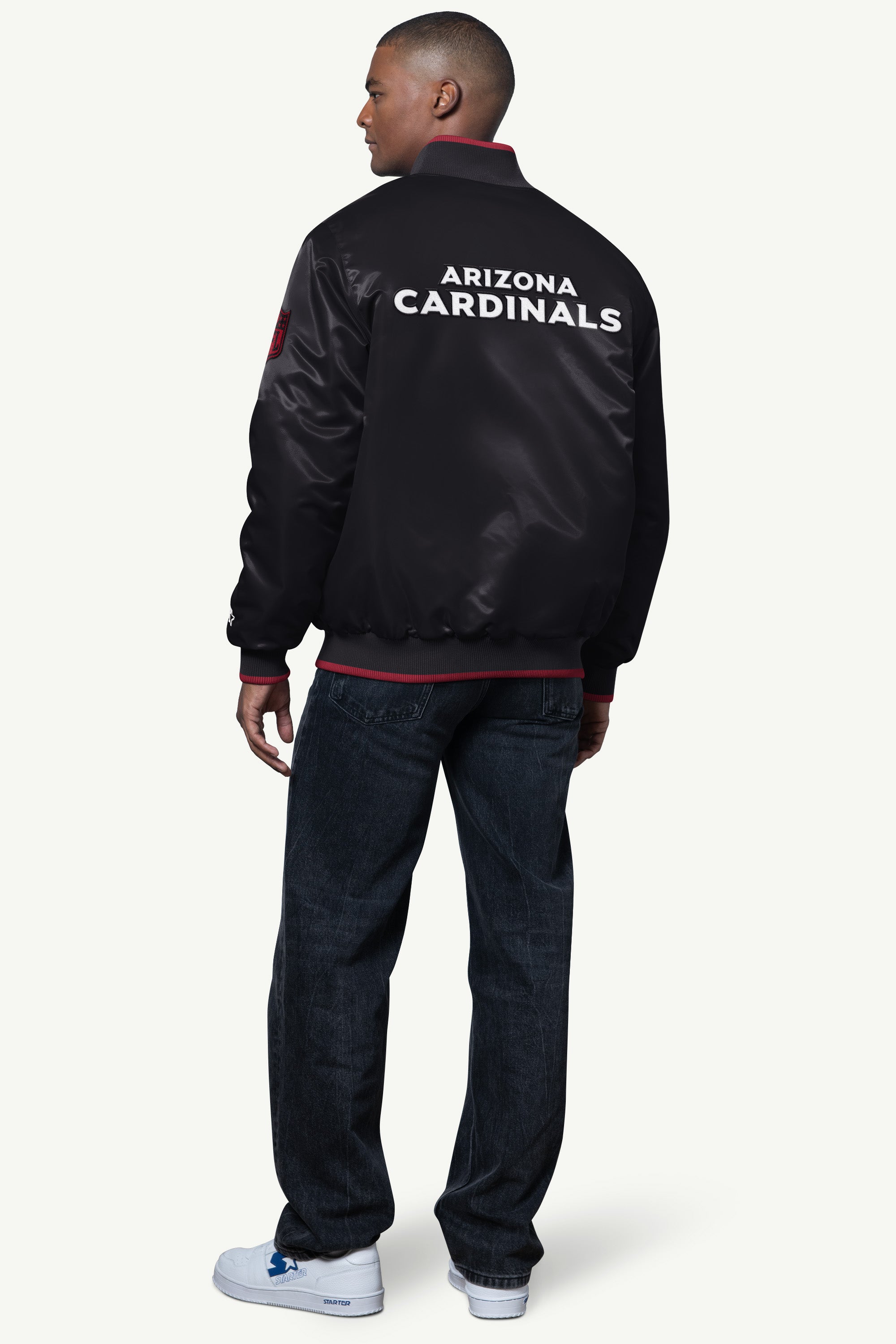 MENS ARIZONA CARDINALS AMBASSADOR SATIN VARSITY JACKET View 2 | STARTER CLASSICS