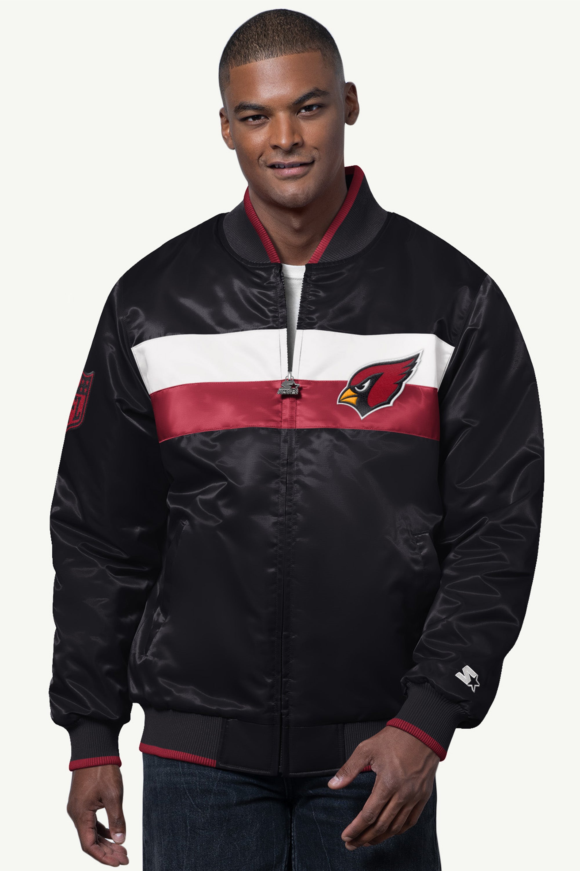 MENS ARIZONA CARDINALS AMBASSADOR SATIN VARSITY JACKET View 1 | STARTER CLASSICS