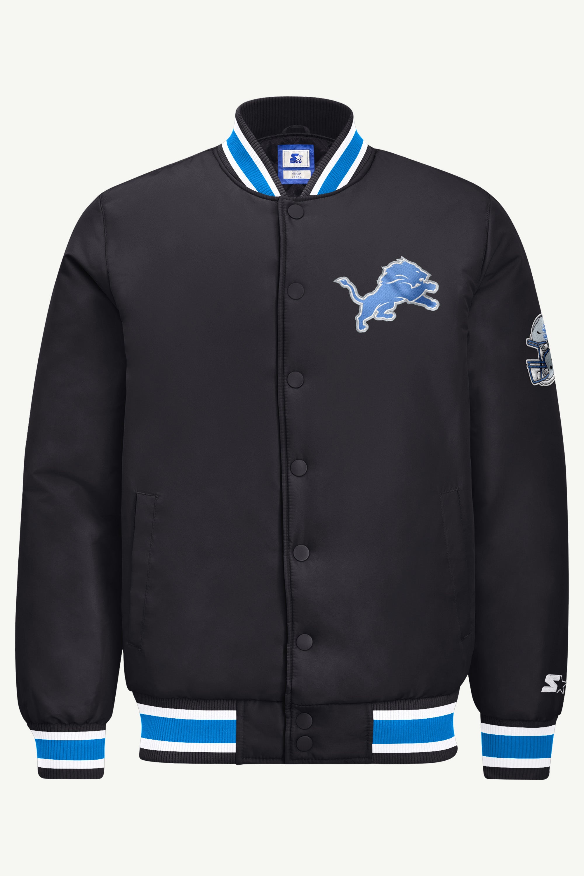 MENS DETROIT LIONS GAME DAY SATIN VARSITY JACKET View 2 | STARTER JACKETS