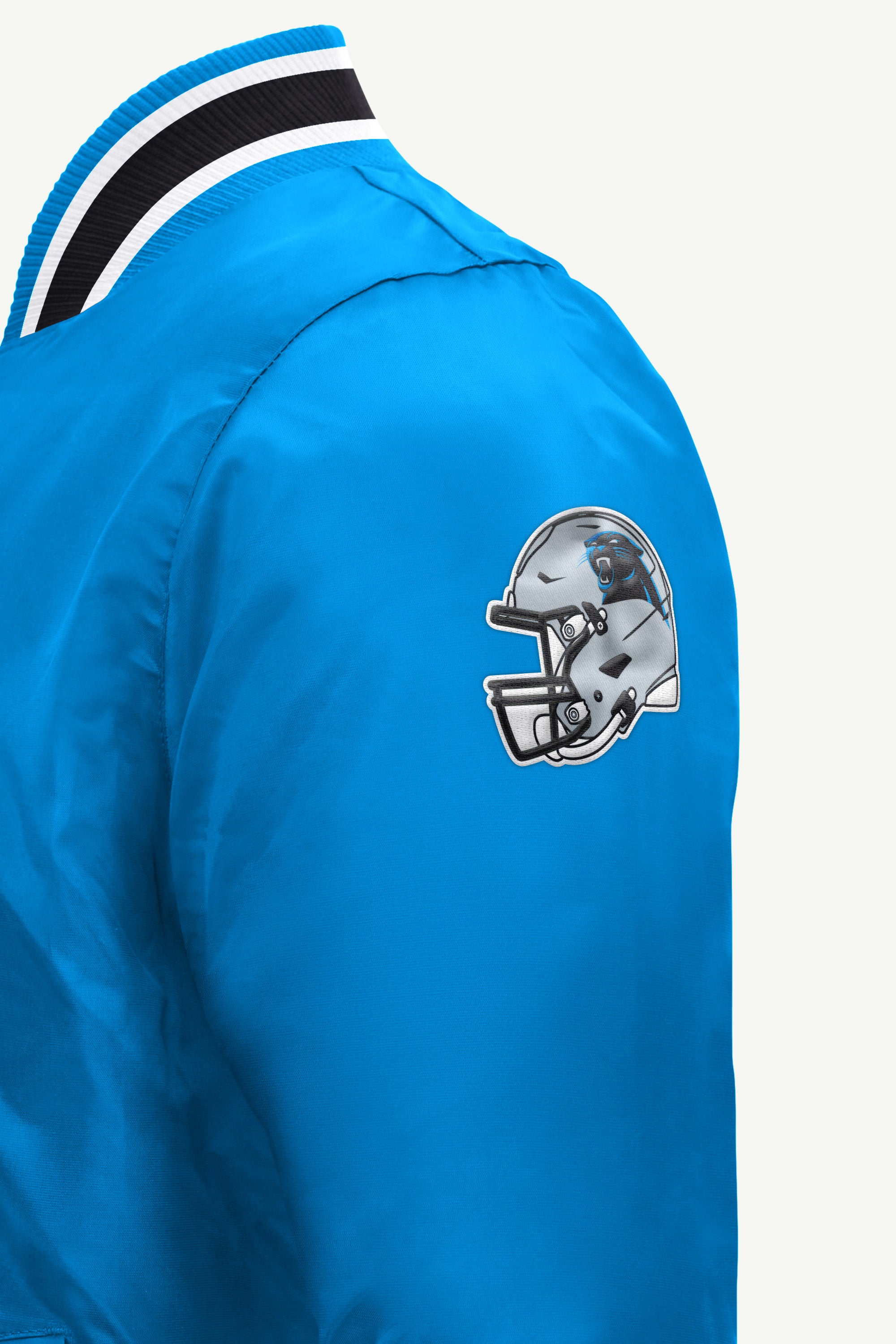 MENS CAROLINA PANTHERS GAME DAY SATIN VARSITY JACKET View 4