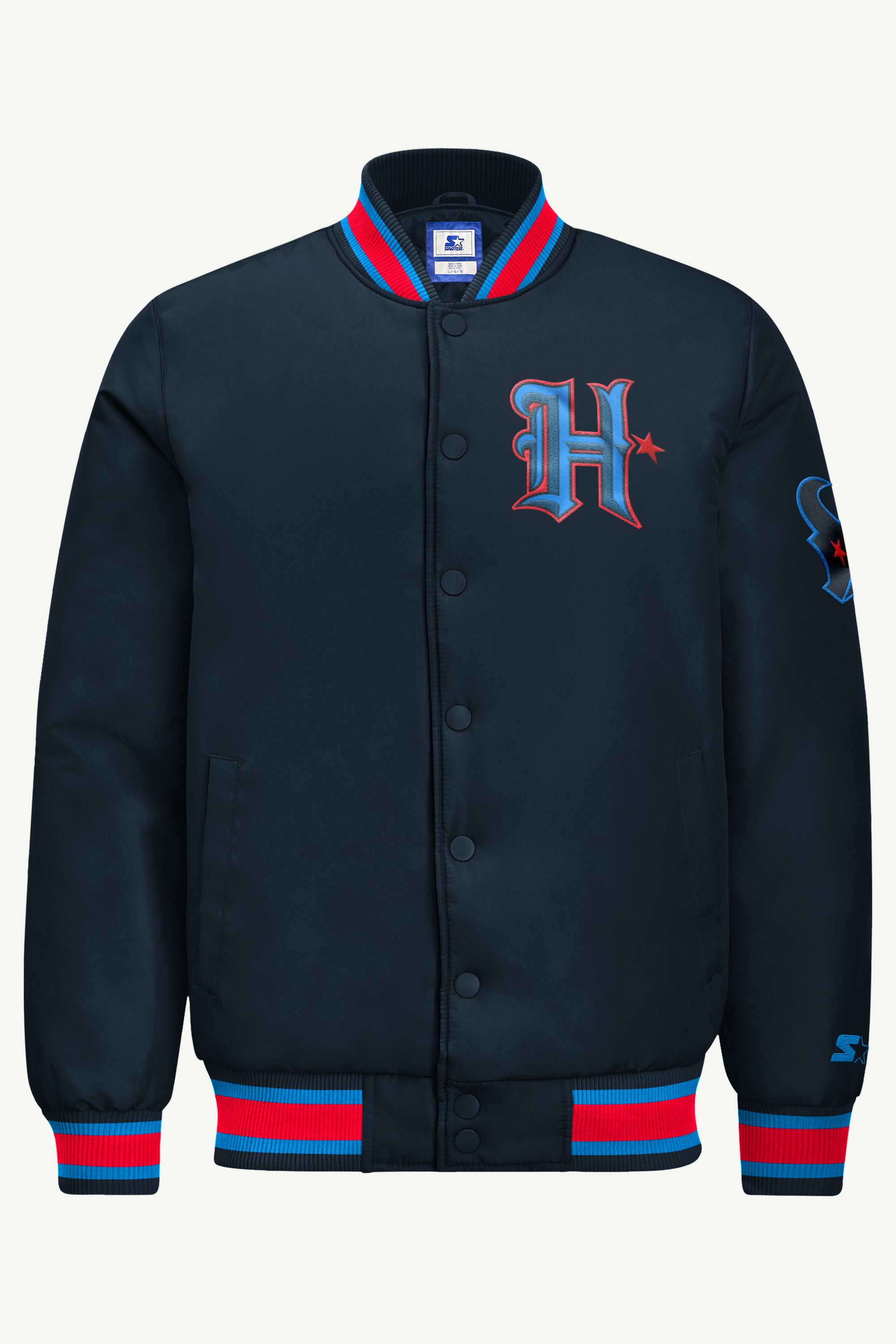 MENS HOUSTON TEXANS GAME DAY SATIN VARSITY JACKET View 2
