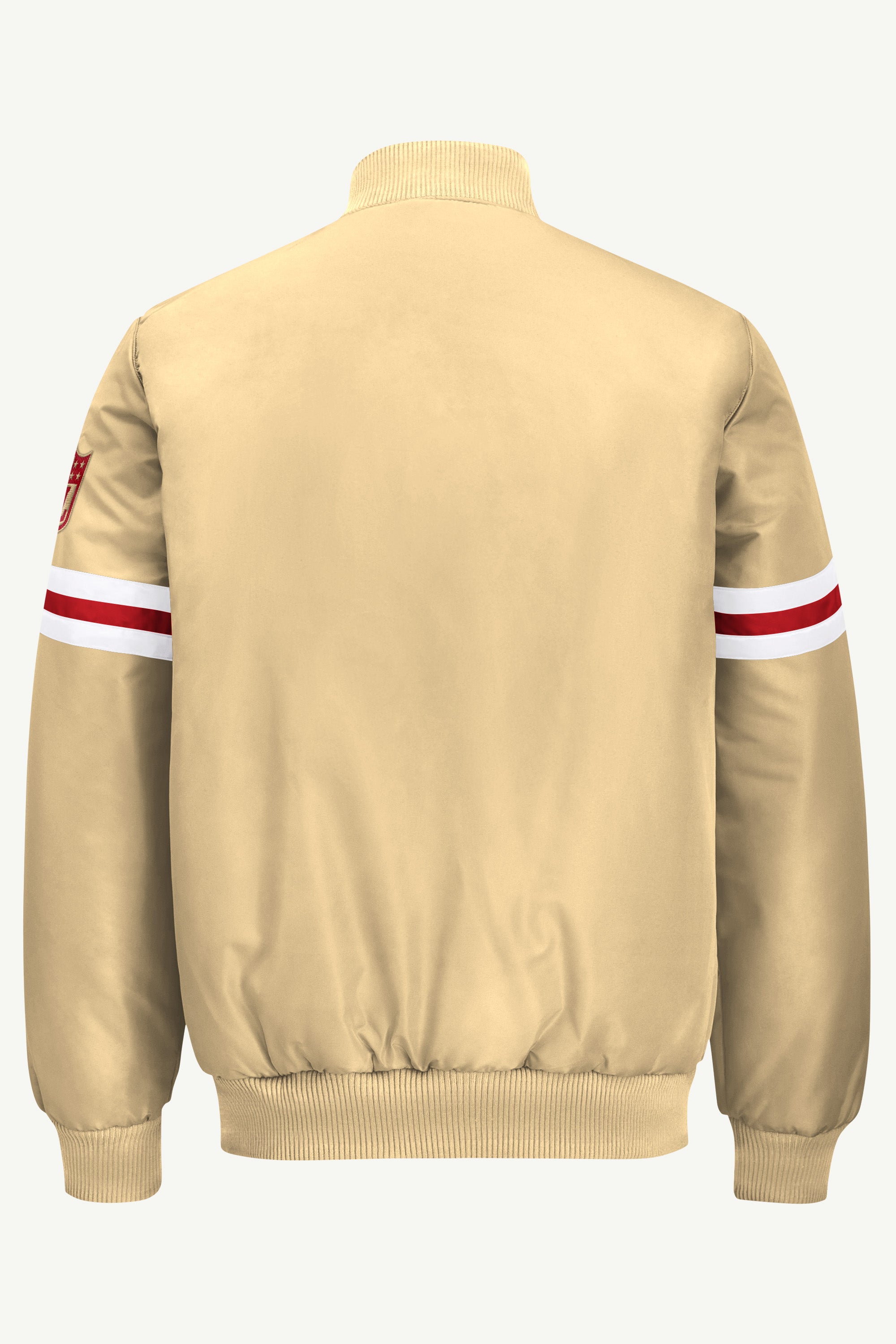 MENS SAN FRANCISCO 49ERS STRIPE SLEEVE VARSITY JACKET View 3
