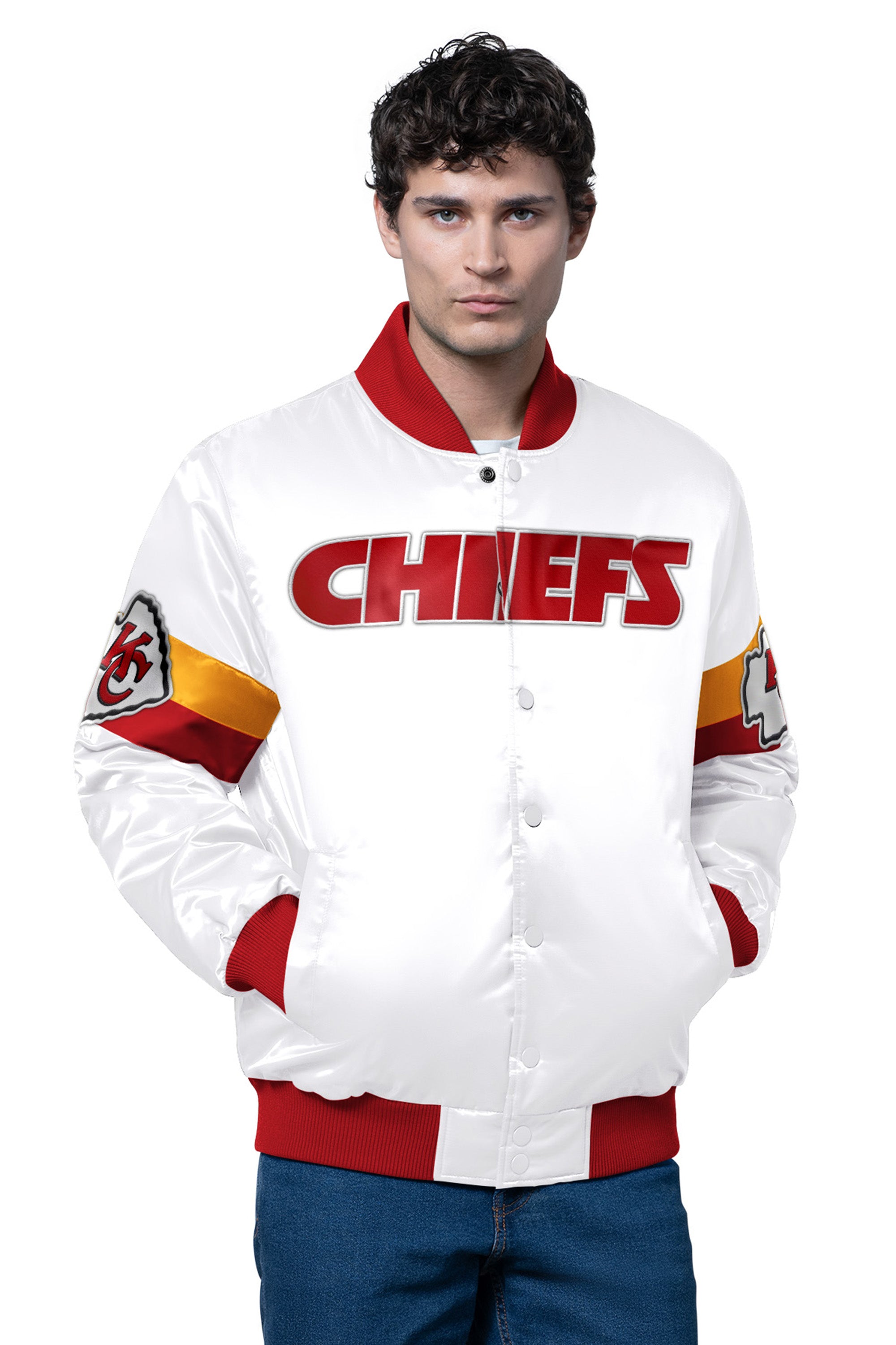 MENS KANSAS CITY CHIEFS TRIPLE OPTION SATIN VARSITY JACKET View 1 | NFL