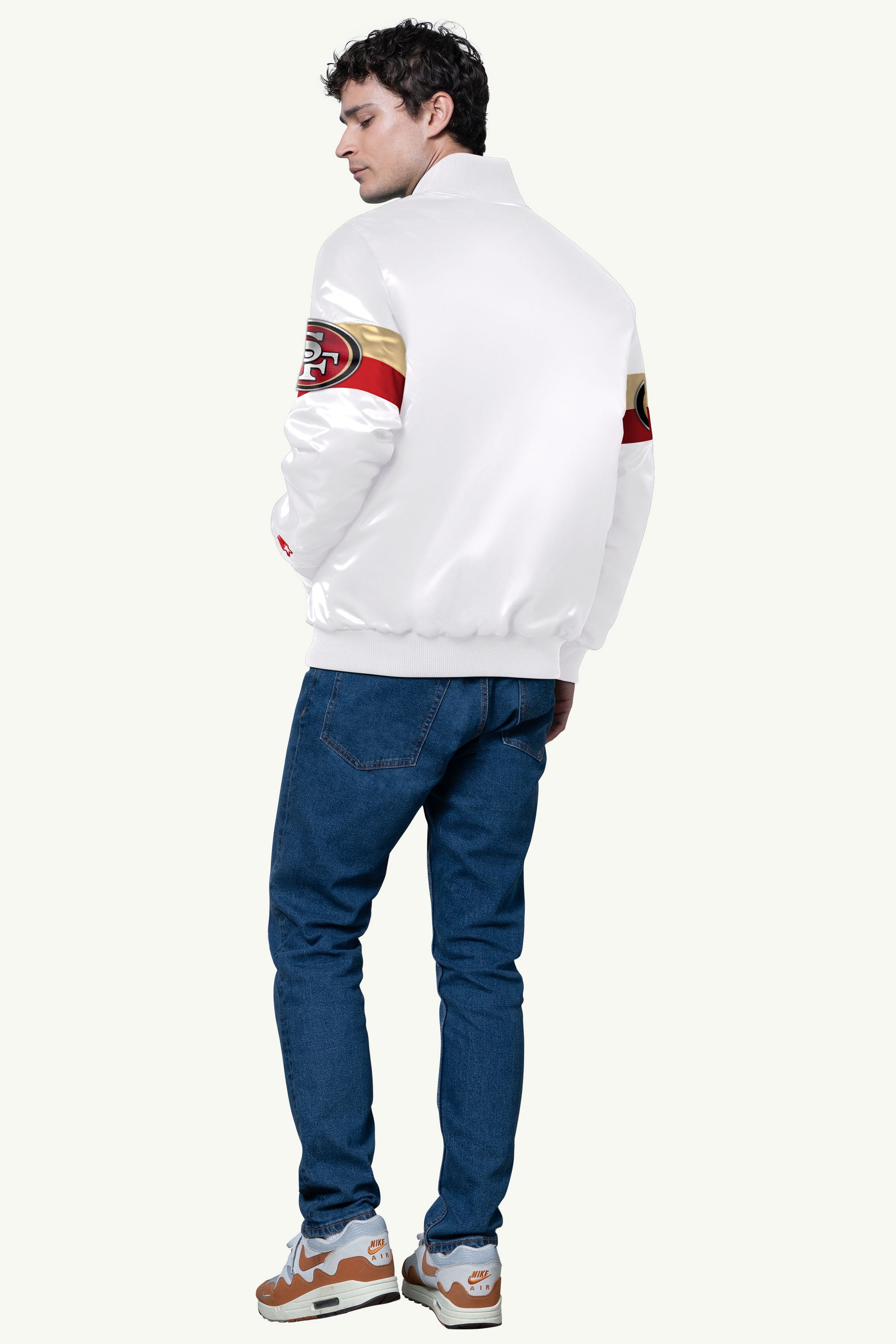 MENS SAN FRANCISCO 49ERS TRIPLE OPTION SATIN VARSITY JACKET View 2 | NFL