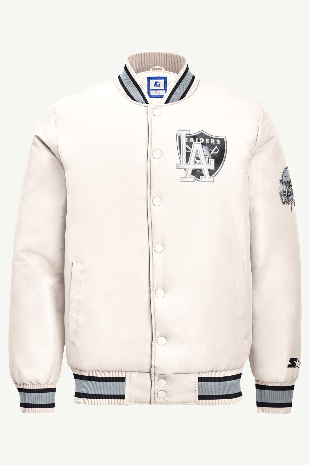 MENS LAS VEGAS RAIDERS GAME DAY SATIN VARSITY JACKET View 2 | STARTER JACKETS