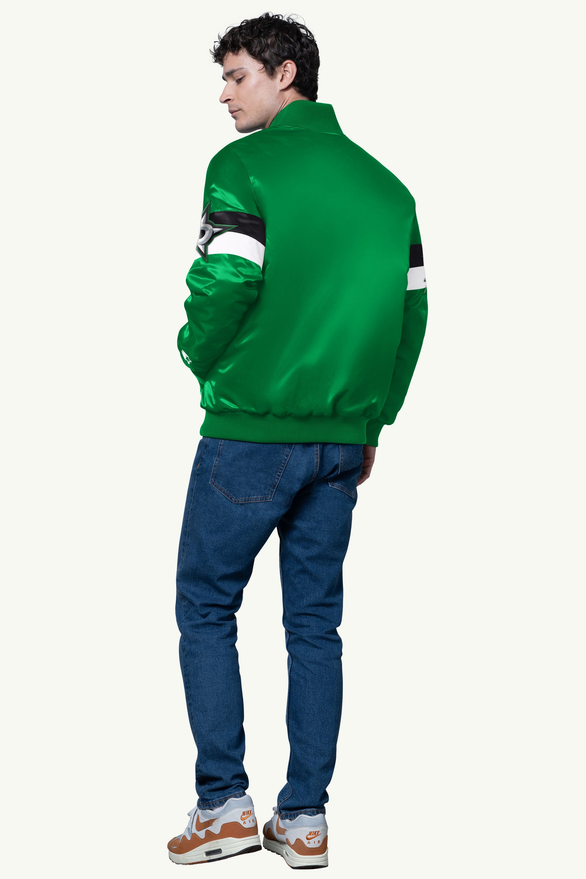 MENS DALLAS STARS TRIPLE OPTION SATIN VARSITY JACKET View 2