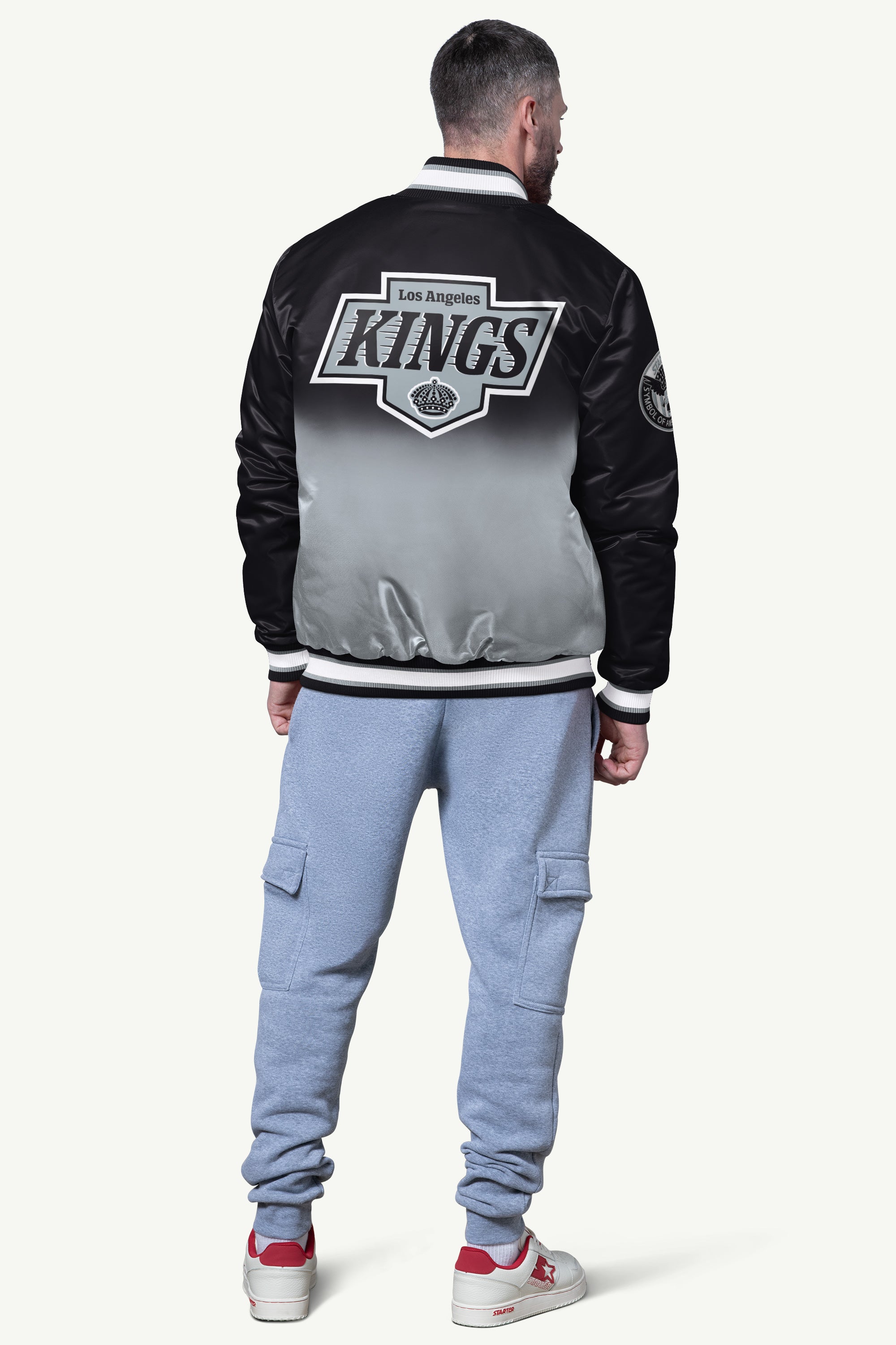 MENS LOS ANGELES KINGS PASS RUSH SATIN VARSITY JACKET View 2 | Los Angeles Kings